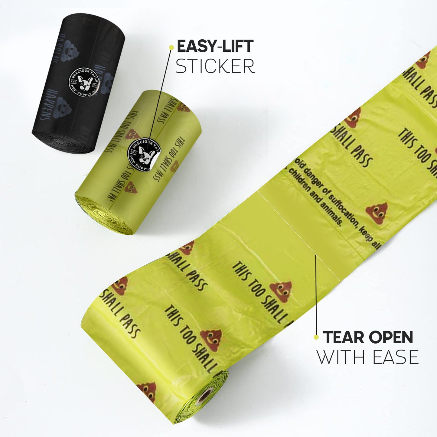 Precious Tails Dog Poop Bags, Durable and Leak-Proof Pet Waste Bag for Dogs with Dispenser, 100 pc