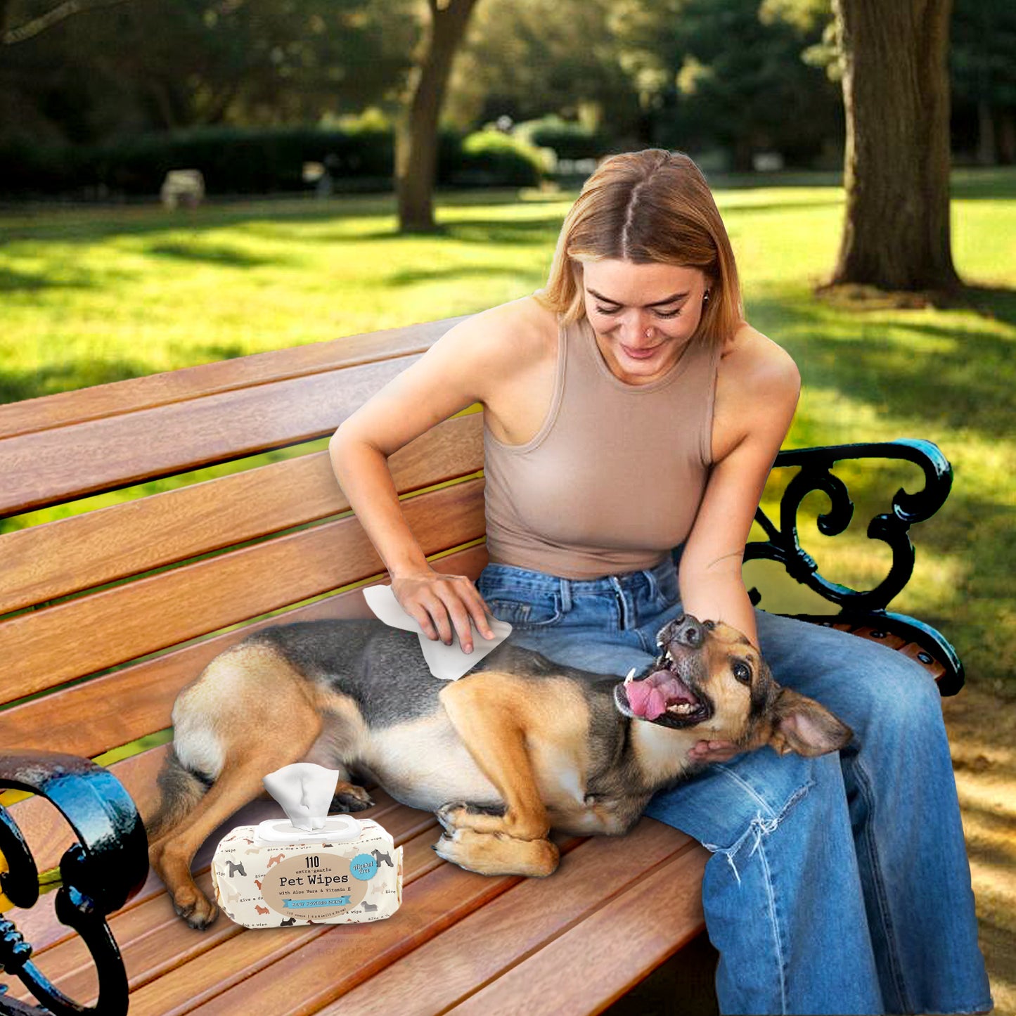 Precious Tails 110pc. Pet Wipes for Dogs, Dog Grooming Wipes, Puppy Wipes for Cleaning Deodorizing Paws, Butt, Body with Vitamin E and Aloe Baby Powder Scented