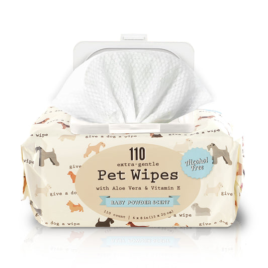 Precious Tails 110pc. Pet Wipes for Dogs, Dog Grooming Wipes, Puppy Wipes for Cleaning Deodorizing Paws, Butt, Body with Vitamin E and Aloe Baby Powder Scented