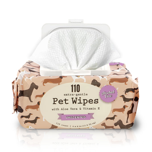 Precious Tails 110pc. Pet Wipes for Dogs, Dog Grooming Wipes, Puppy Wipes for Cleaning Deodorizing Paws, Butt, Body,  Unscented with Aloe Vera and Vitamin E