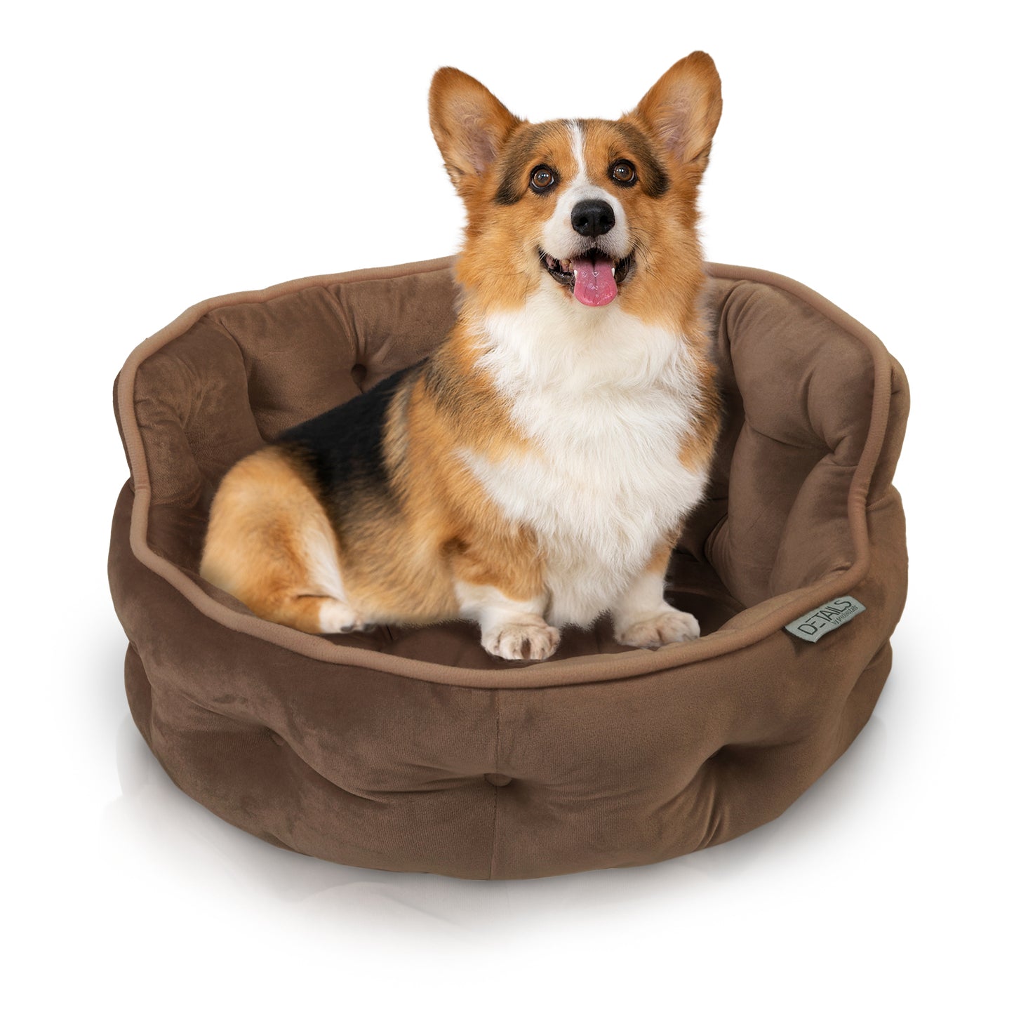 Details Round Cuddler Pet Bed, Dog Bed for Small Dogs and Cats, Ultra Plush Mini Tufted Velvet
