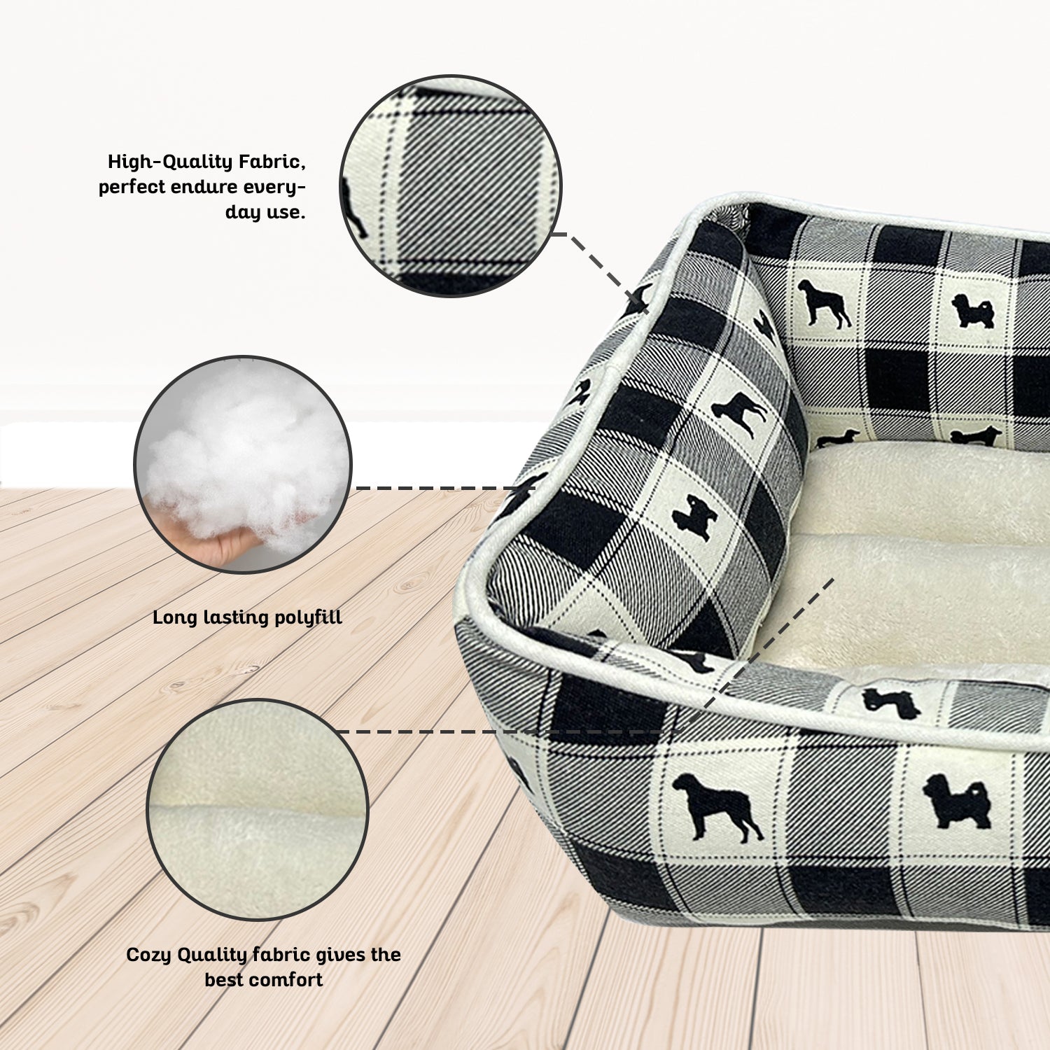 Paws and Decor All Over Plaid Dogs Cuddler Ultra Plush Comfort Printed Pet Bed for Dogs and Cats Cozy Durable and Luxurious Sleep Space with
