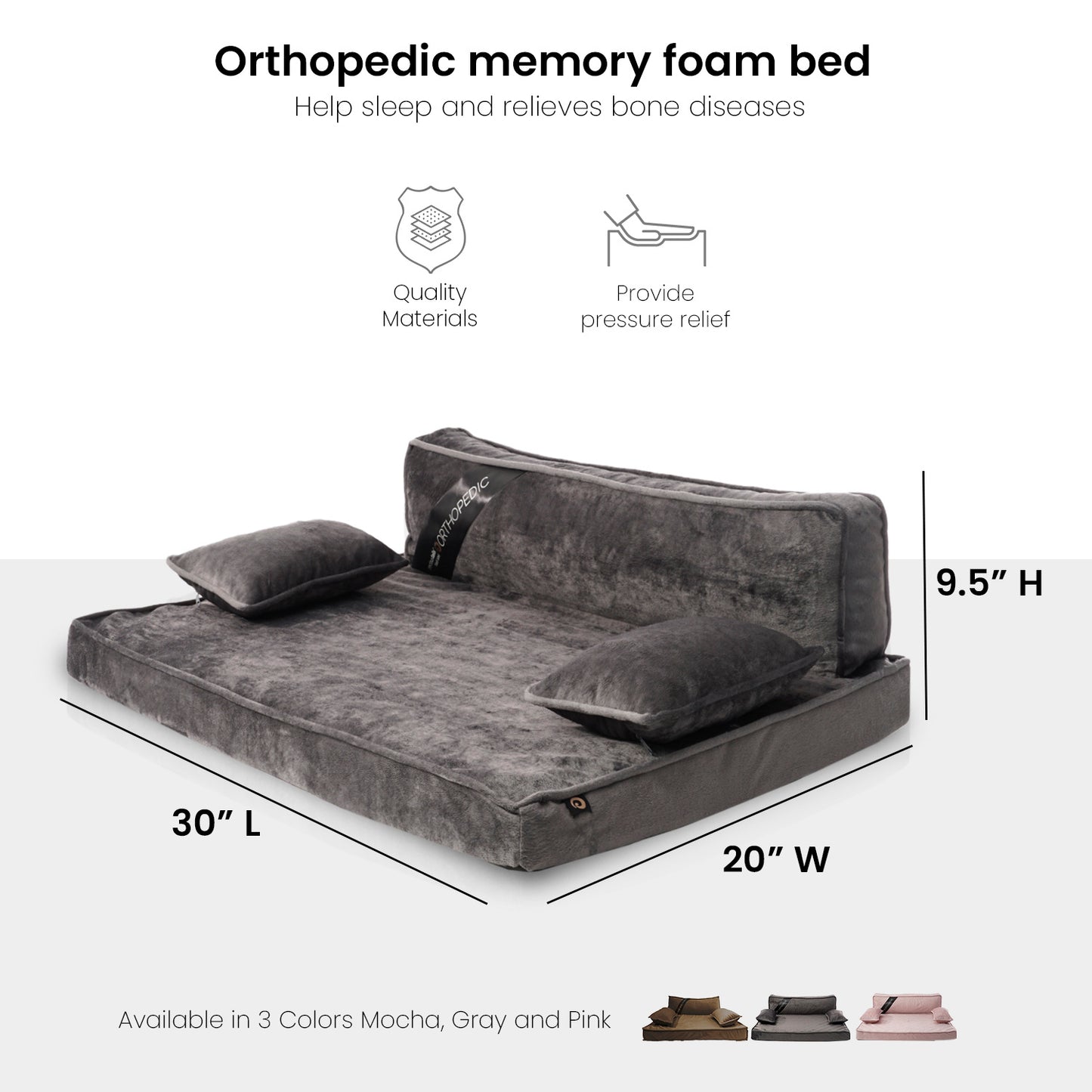 Precious Tails Orthopedic Pet Bed - Stylish Beds for Cats and Dogs,  Modern Sofa Couch for Small-Medium Dog