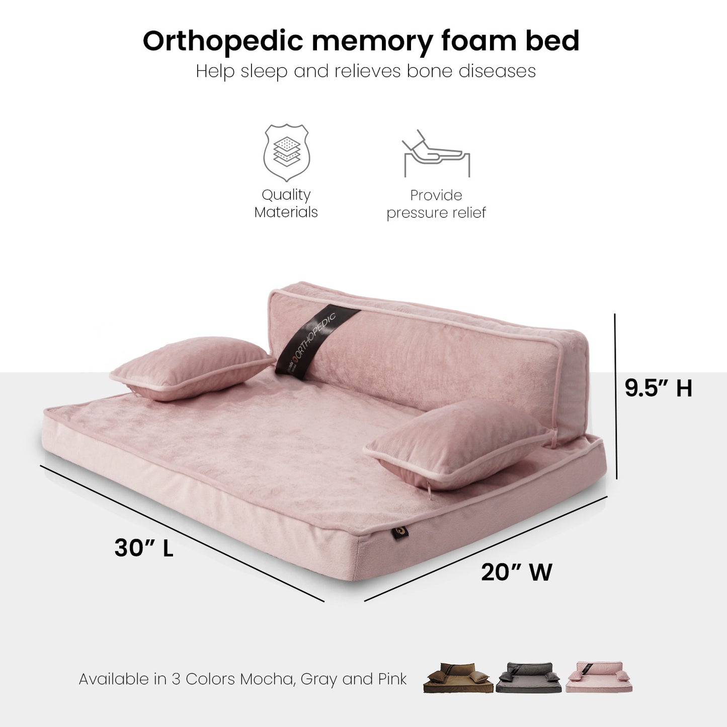 Precious Tails Orthopedic Pet Bed - Stylish Beds for Cats and Dogs,  Modern Sofa Couch for Small-Medium Dog