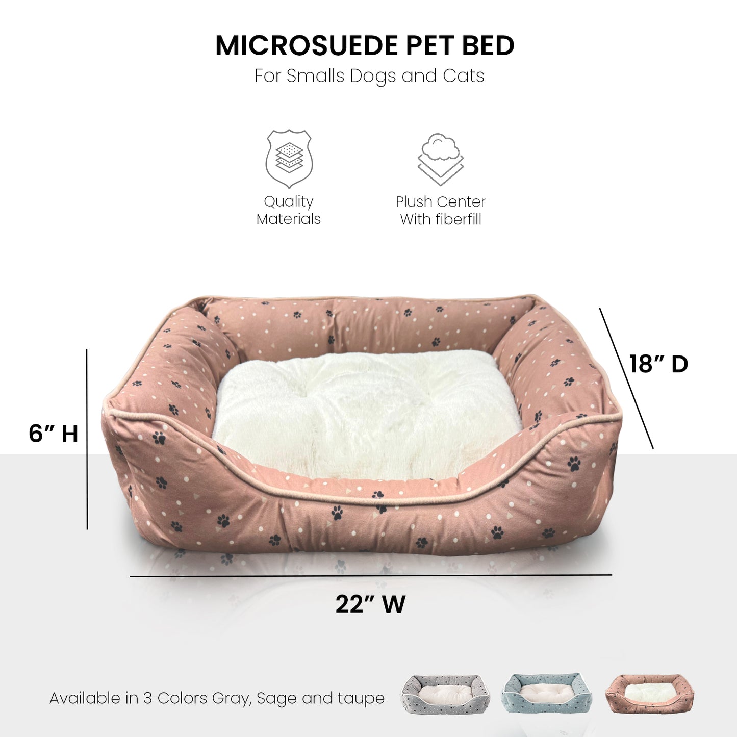 Details Microsuede Pet Bed, Dog Beds for Small Dogs and Cats, Calming Cuddler Bed for Pets with Sides and Plush Center