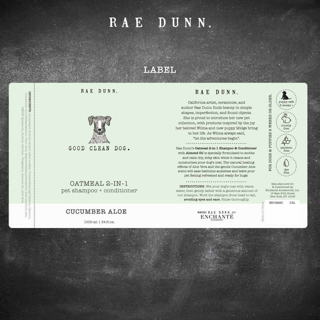 Rae Dunn "Good Clean Dog." Oatmeal  2-IN-1 Pet Shampoo and Conditioner