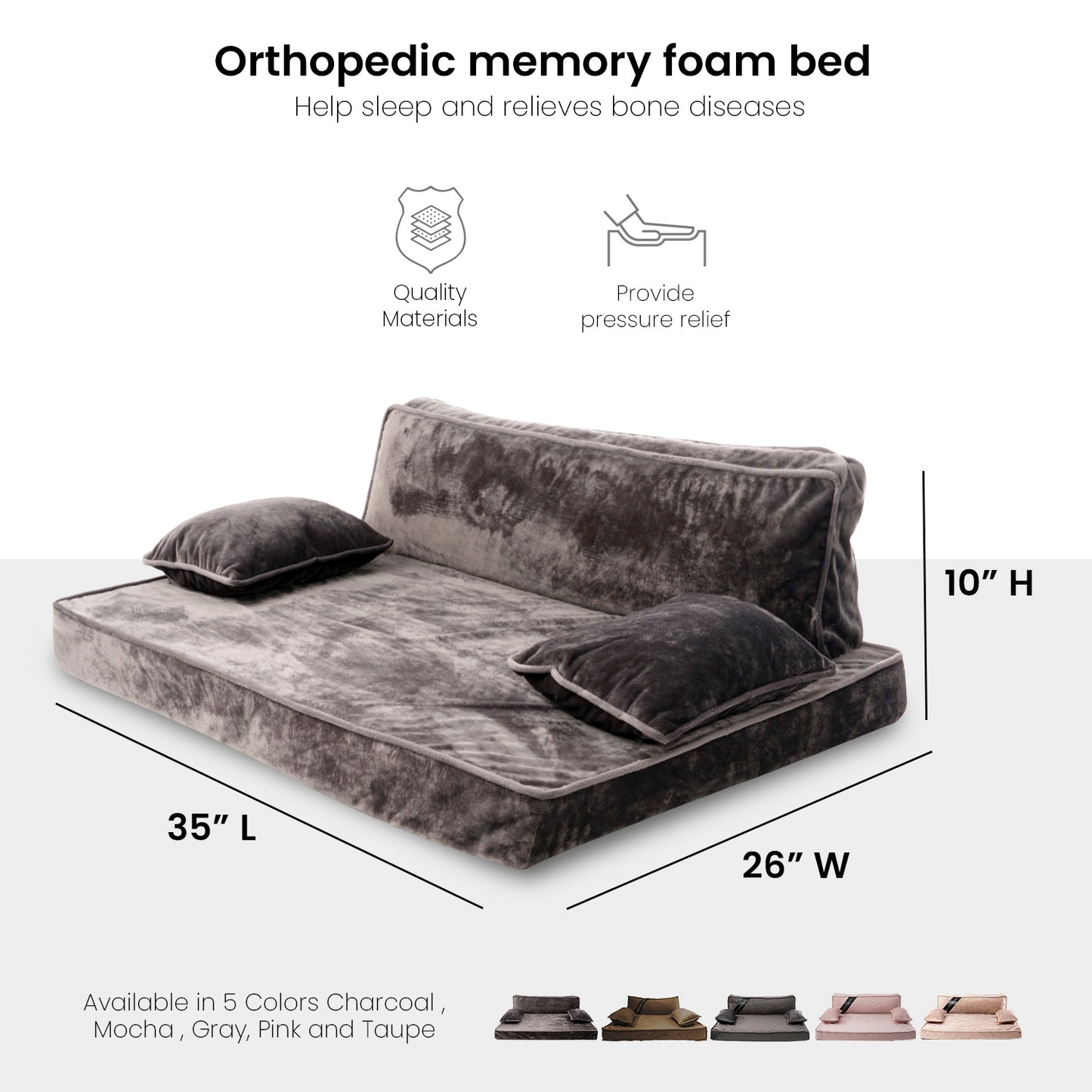 Precious Tails Orthopedic Pet Bed - Stylish Beds for Cats and Dogs,  Modern Sofa Couch for Small-Medium Dog