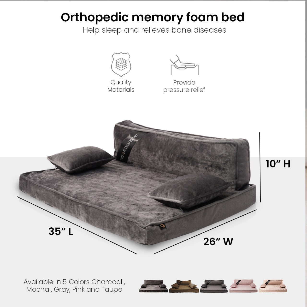 Precious Tails Orthopedic Pet Bed - Stylish Beds for Cats and Dogs,  Modern Sofa Couch for Small-Medium Dog