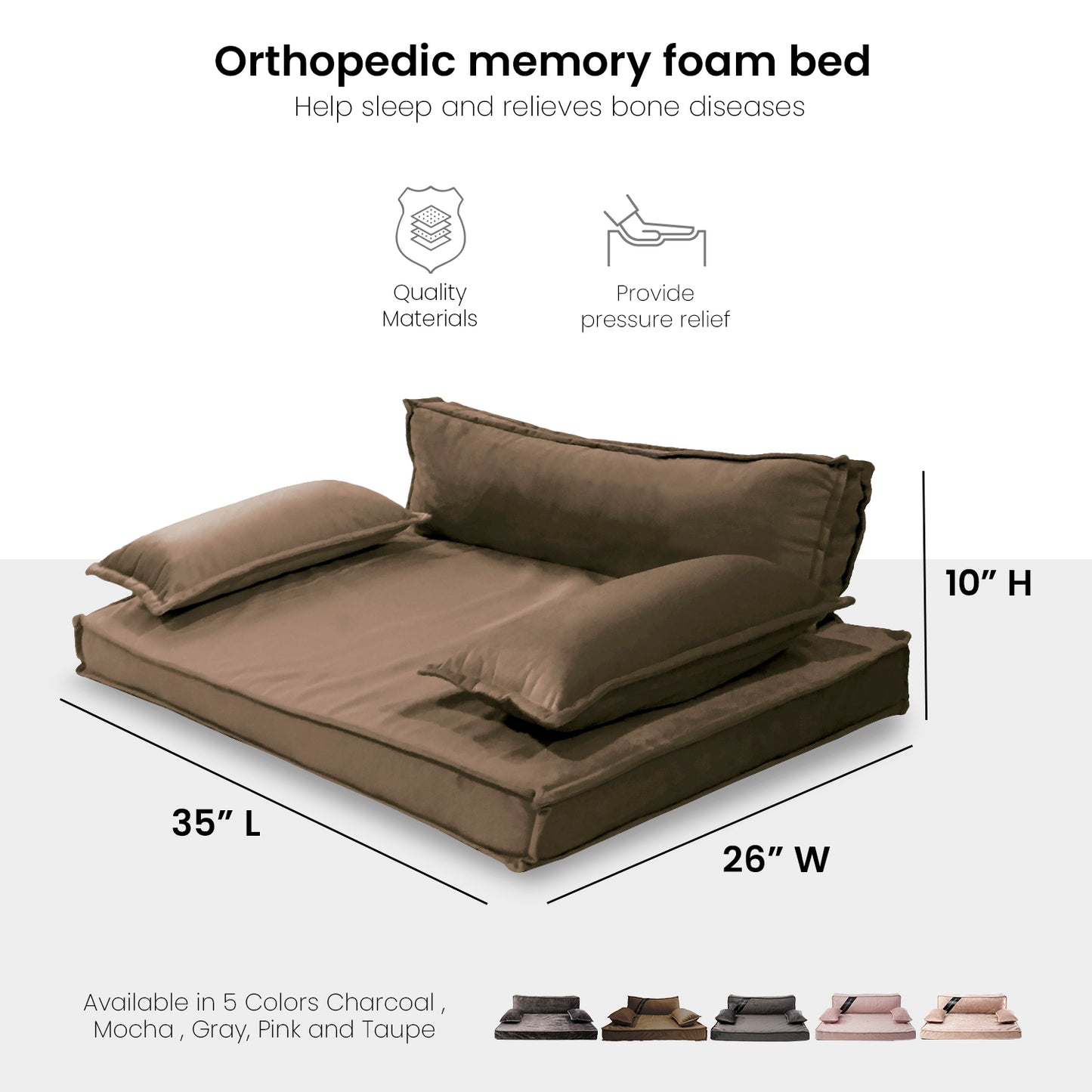 Precious Tails Orthopedic Pet Bed - Stylish Beds for Cats and Dogs,  Modern Sofa Couch for Small-Medium Dog