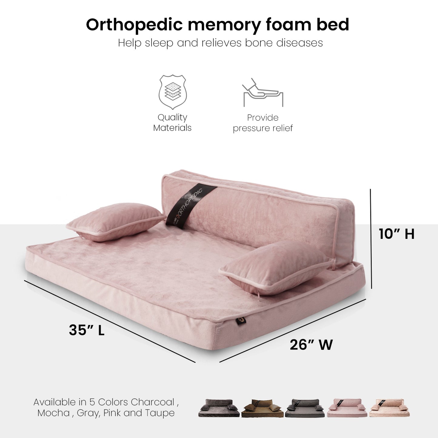 Precious Tails Orthopedic Pet Bed - Stylish Beds for Cats and Dogs,  Modern Sofa Couch for Small-Medium Dog