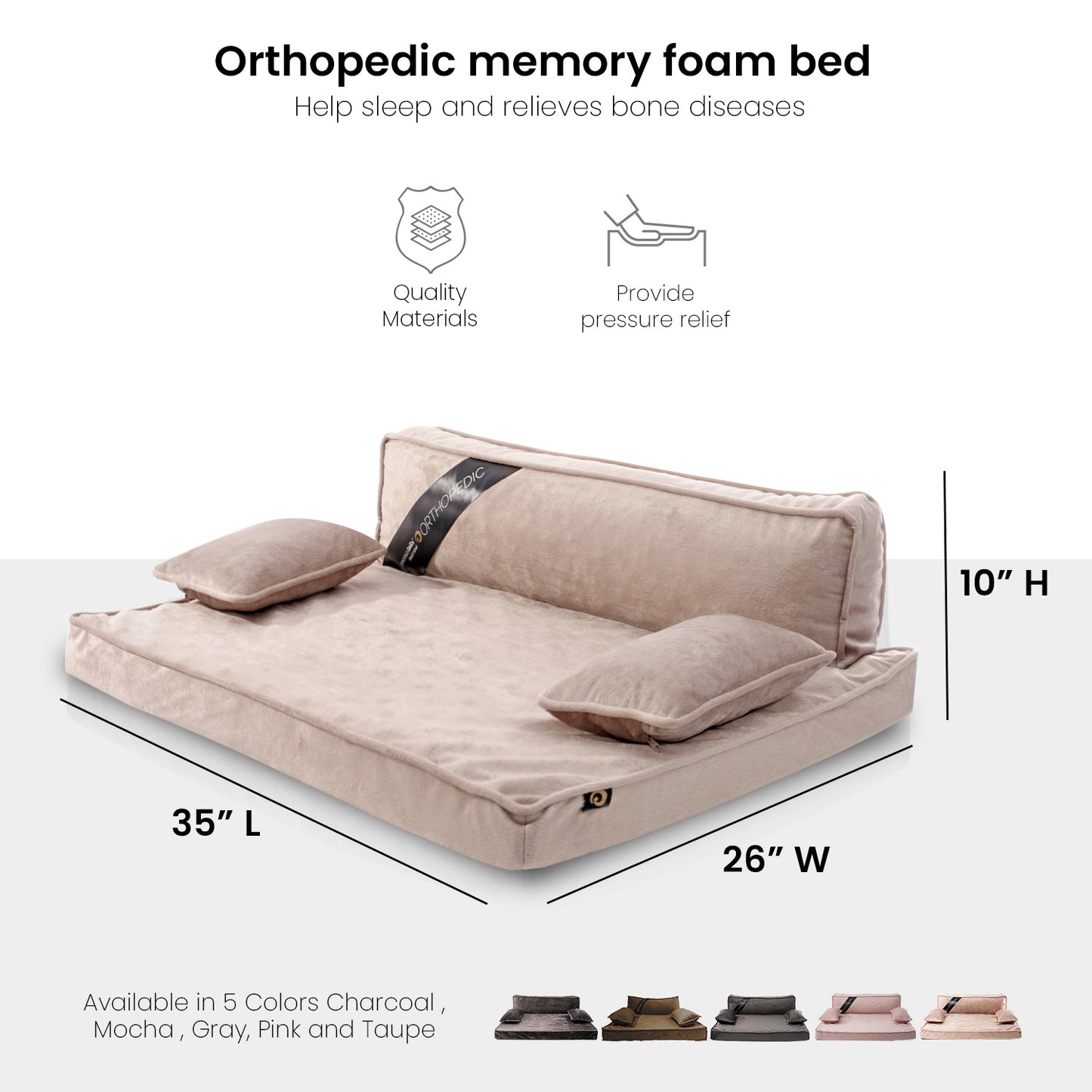 Precious Tails Orthopedic Pet Bed - Stylish Beds for Cats and Dogs,  Modern Sofa Couch for Small-Medium Dog