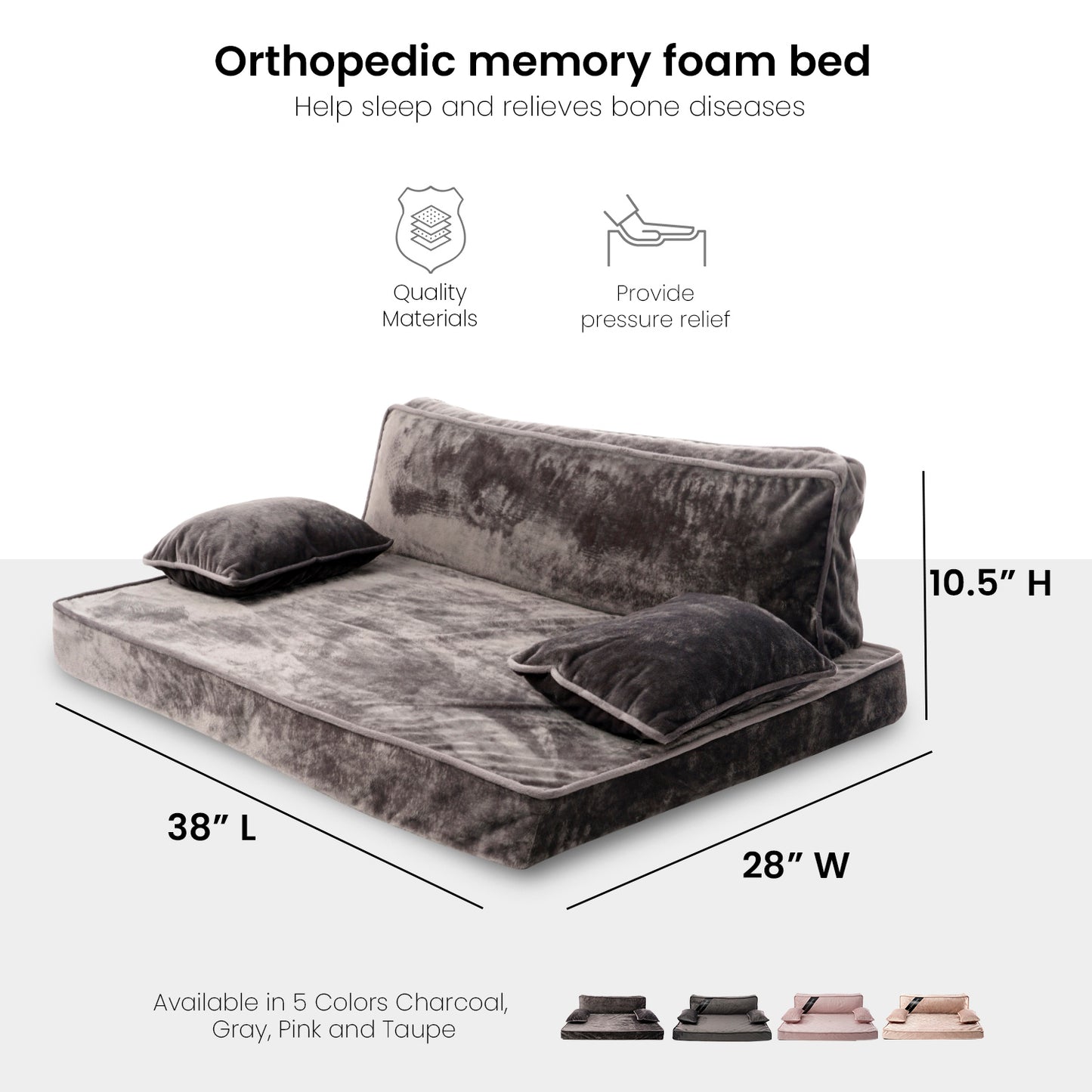 Precious Tails Orthopedic Pet Bed - Stylish Beds for Cats and Dogs,  Modern Sofa Couch for Small-Medium Dog