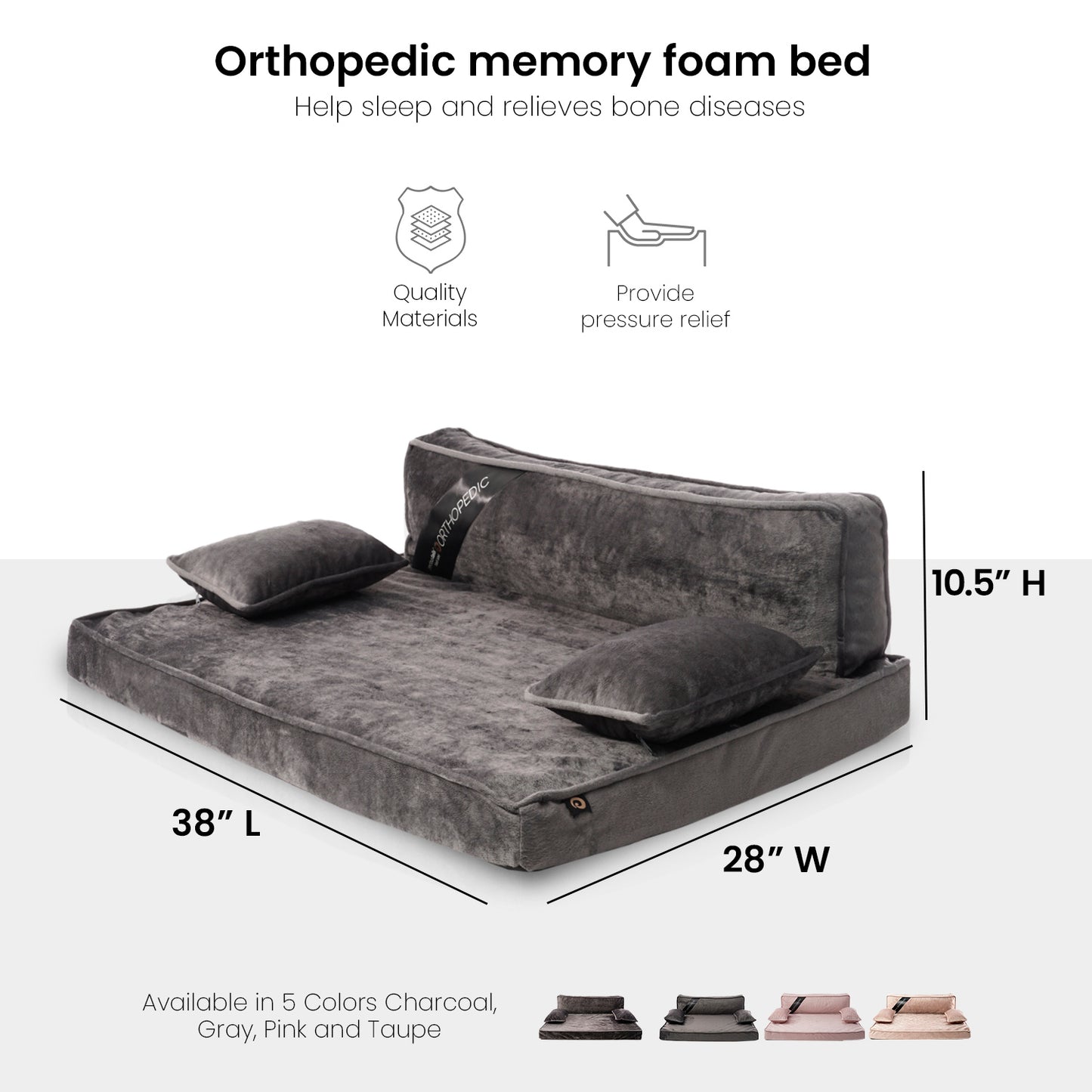 Precious Tails Orthopedic Pet Bed - Stylish Beds for Cats and Dogs,  Modern Sofa Couch for Small-Medium Dog