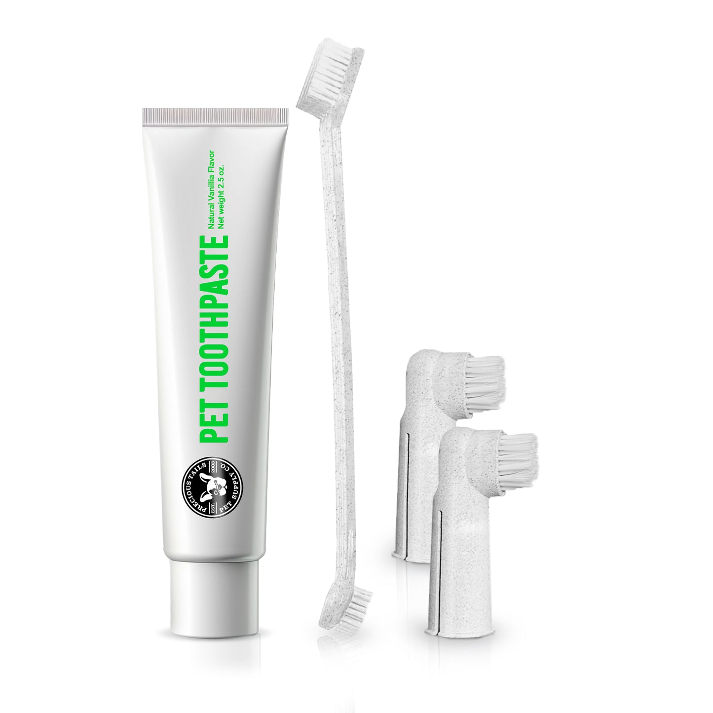 P.T. Supply Co. Eco-Friendly Pet Dental Care Kit, Toothbrush and Toothpaste Made with Sustainable Wheat Straw Material for Dogs and Cats