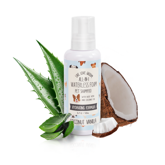 Precious Tails Live. Love. Groom. All-In-1 Dry Shampoo, Waterless Foam Pet Shampoo, Cleans, Conditions, Detangles, Moisturizes, 500ml