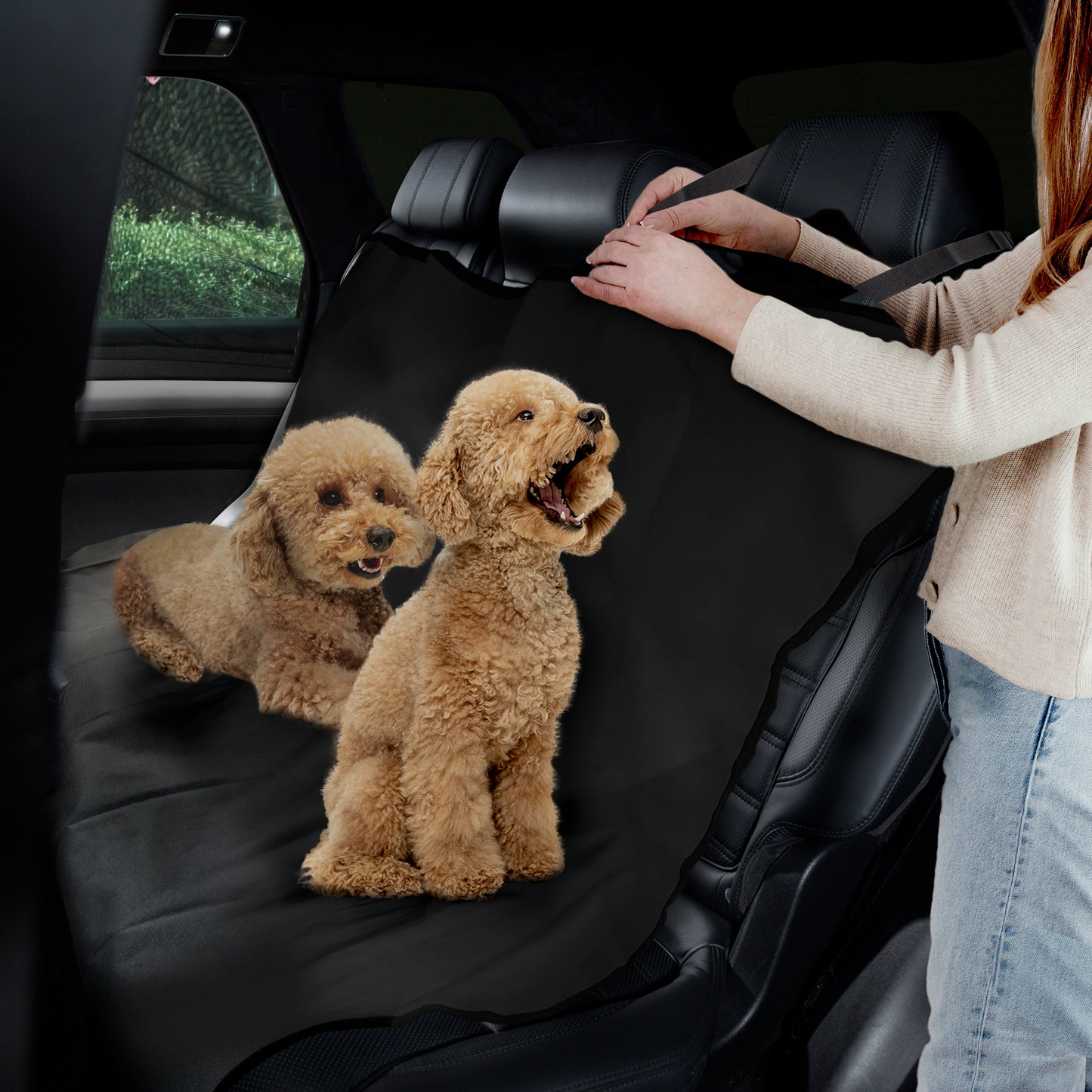 Co-Pilot Waterproof Dog Seat Cover for Back Seat - Pet Car Cover  - Nonslip Bench Protector for Dogs