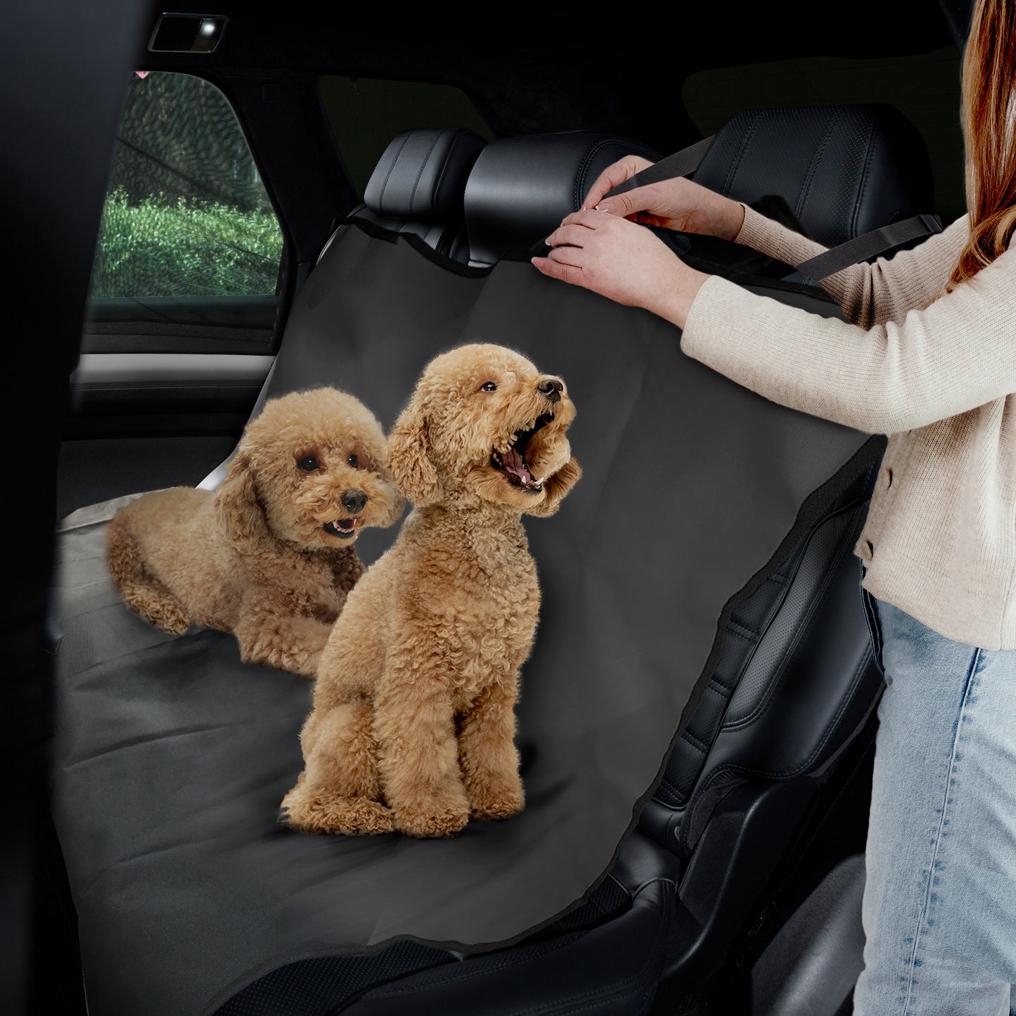 Co-Pilot Waterproof Dog Seat Cover for Back Seat - Pet Car Cover  - Nonslip Bench Protector for Dogs