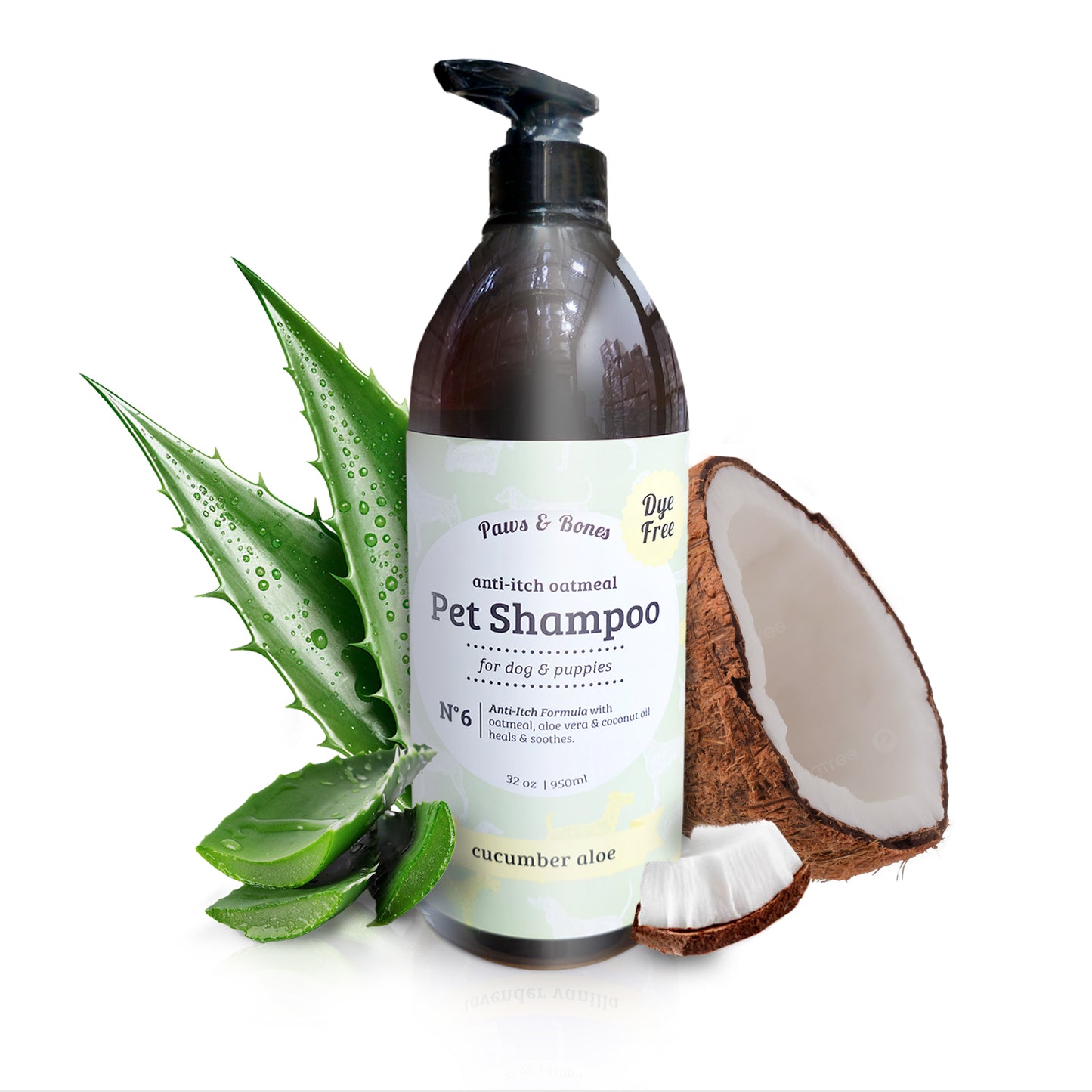 Paws & Bones Anti-Itch Oatmeal Pet Shampoo for Dogs & Puppies – Dye-Free, Soothing & Moisturizing Formula
