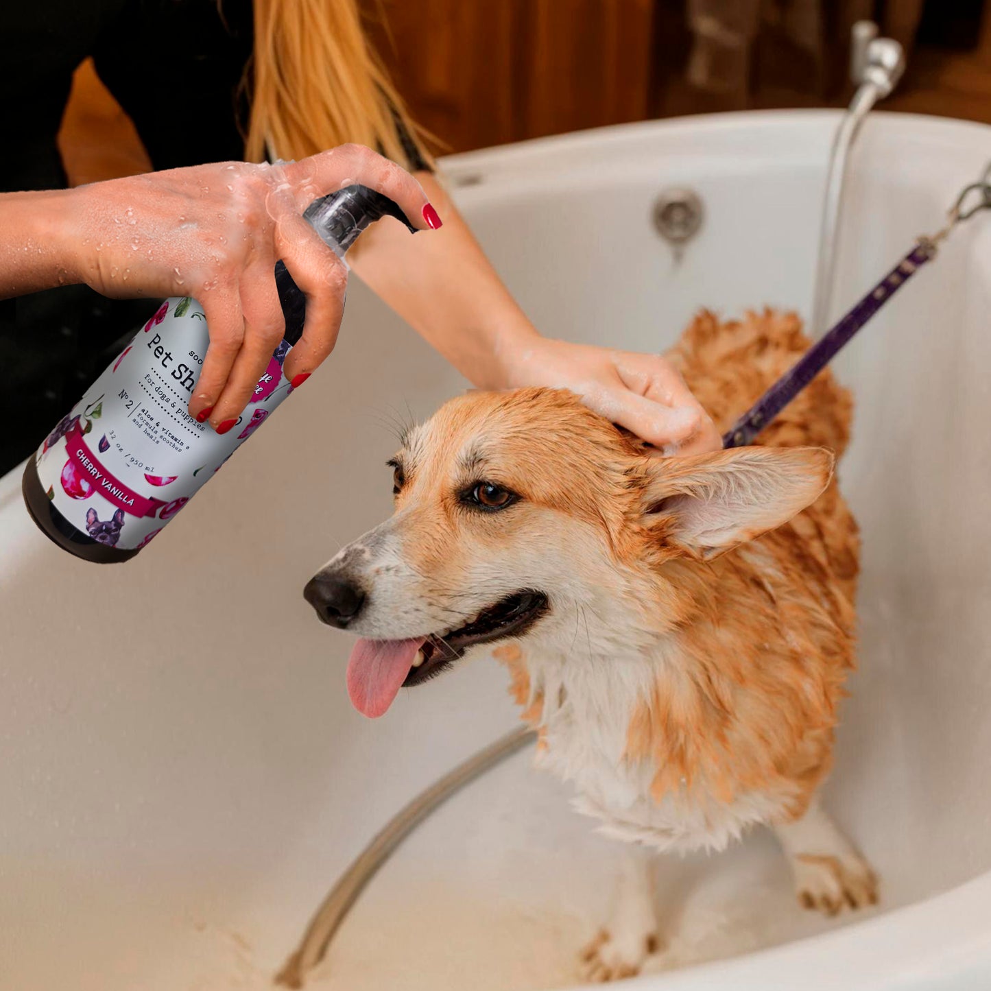 P.T. Supply Co. Soothing Pet Shampoo for Dogs & Puppies – Cherry Vanilla Scent, Aloe & Vitamin E, Gentle & Moisturizing Formula