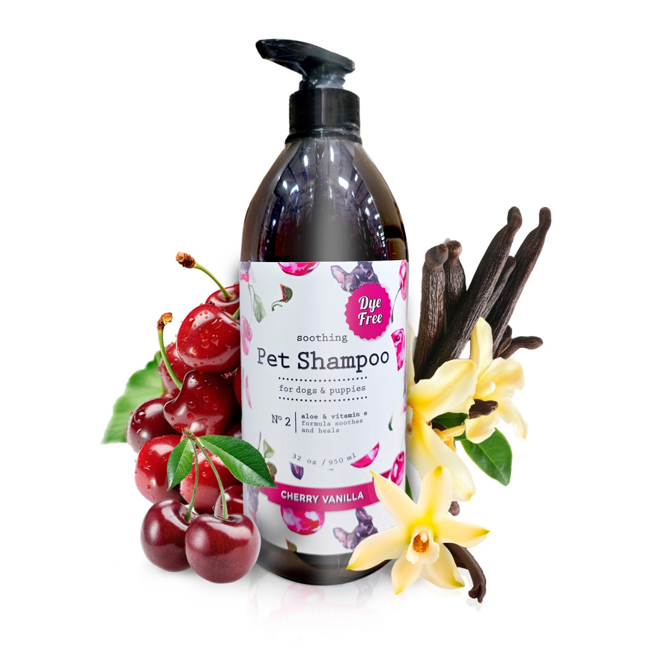 P.T. Supply Co. Soothing Pet Shampoo for Dogs & Puppies – Cherry Vanilla Scent, Aloe & Vitamin E, Gentle & Moisturizing Formula