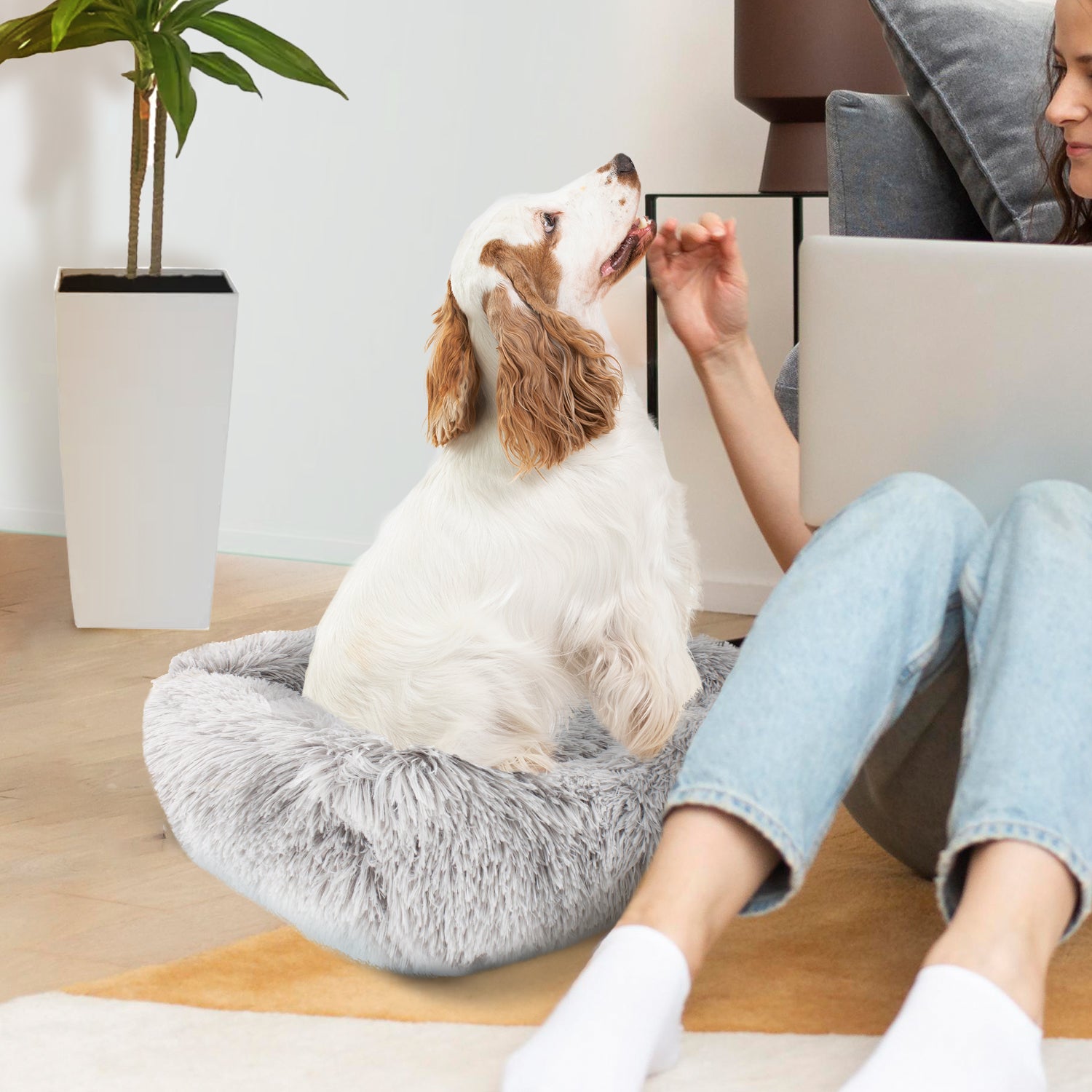 Small Fur Cushion Dog Beds | Calming Cuddler Pet Bed Small Fur Cushion Dog Beds | Calming Cuddler Pet Bed