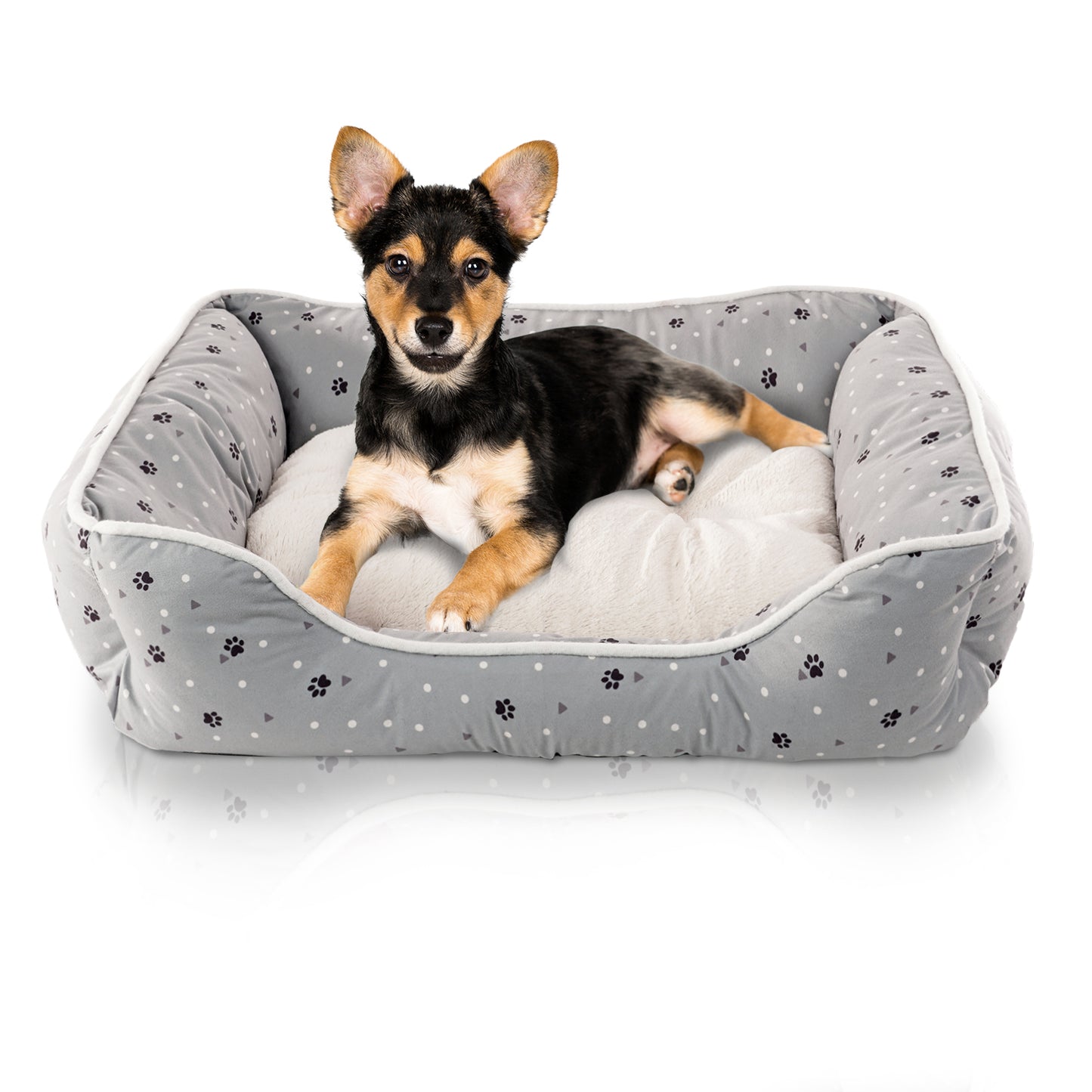 Details Microsuede Pet Bed, Dog Beds for Small Dogs and Cats, Calming Cuddler Bed for Pets with Sides and Plush Center