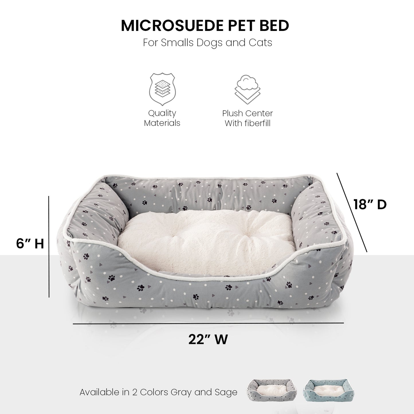Details Microsuede Pet Bed, Dog Beds for Small Dogs and Cats, Calming Cuddler Bed for Pets with Sides and Plush Center