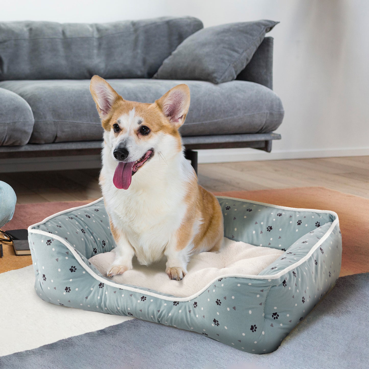 Details Microsuede Pet Bed, Dog Beds for Small Dogs and Cats, Calming Cuddler Bed for Pets with Sides and Plush Center