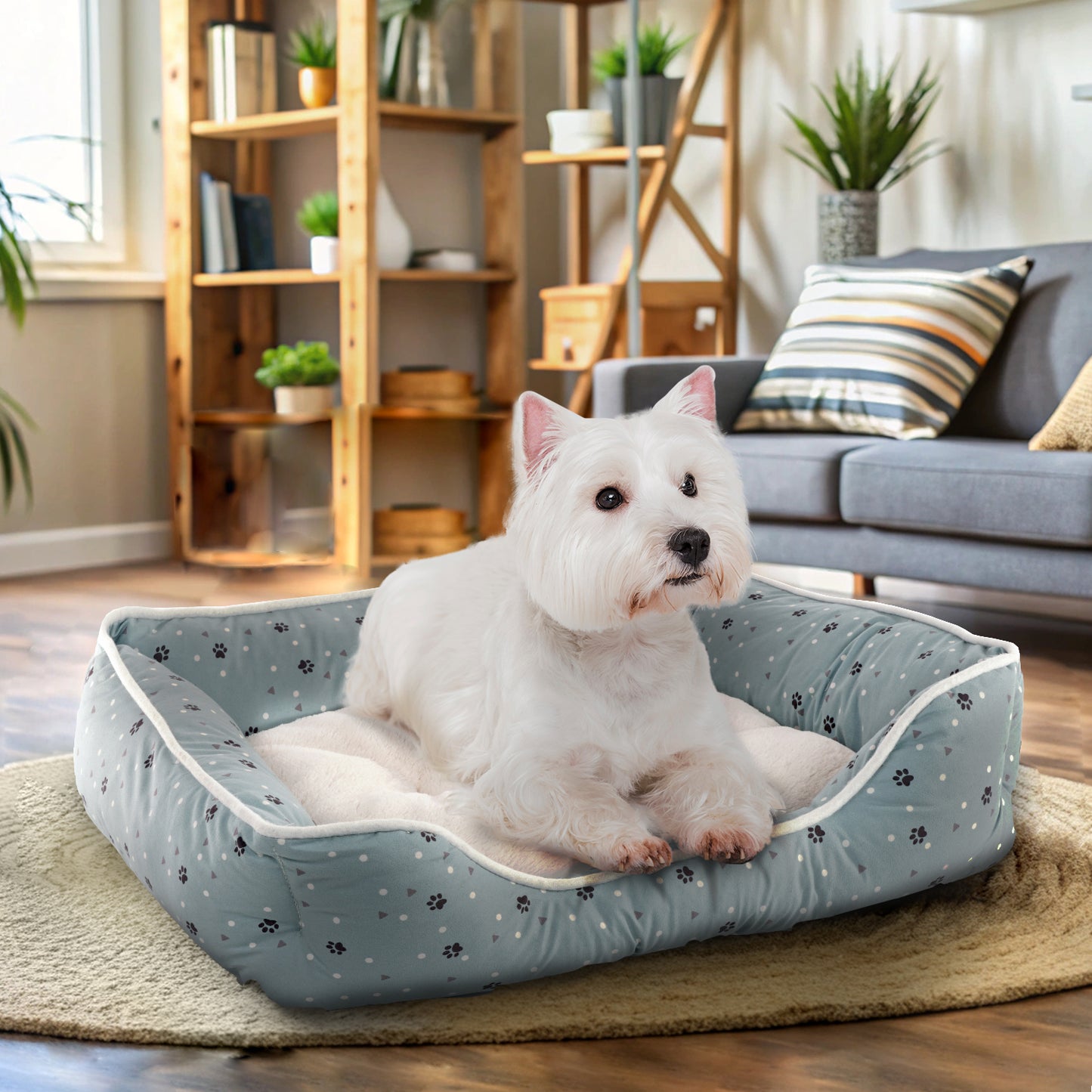 Details Microsuede Pet Bed, Dog Beds for Small Dogs and Cats, Calming Cuddler Bed for Pets with Sides and Plush Center