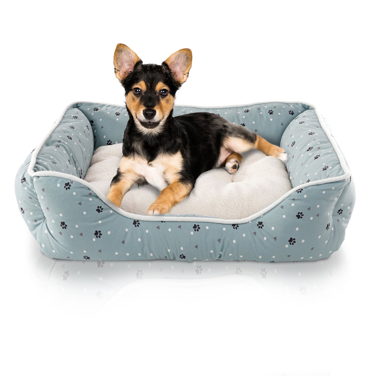 Details Microsuede Pet Bed, Dog Beds for Small Dogs and Cats, Calming Cuddler Bed for Pets with Sides and Plush Center