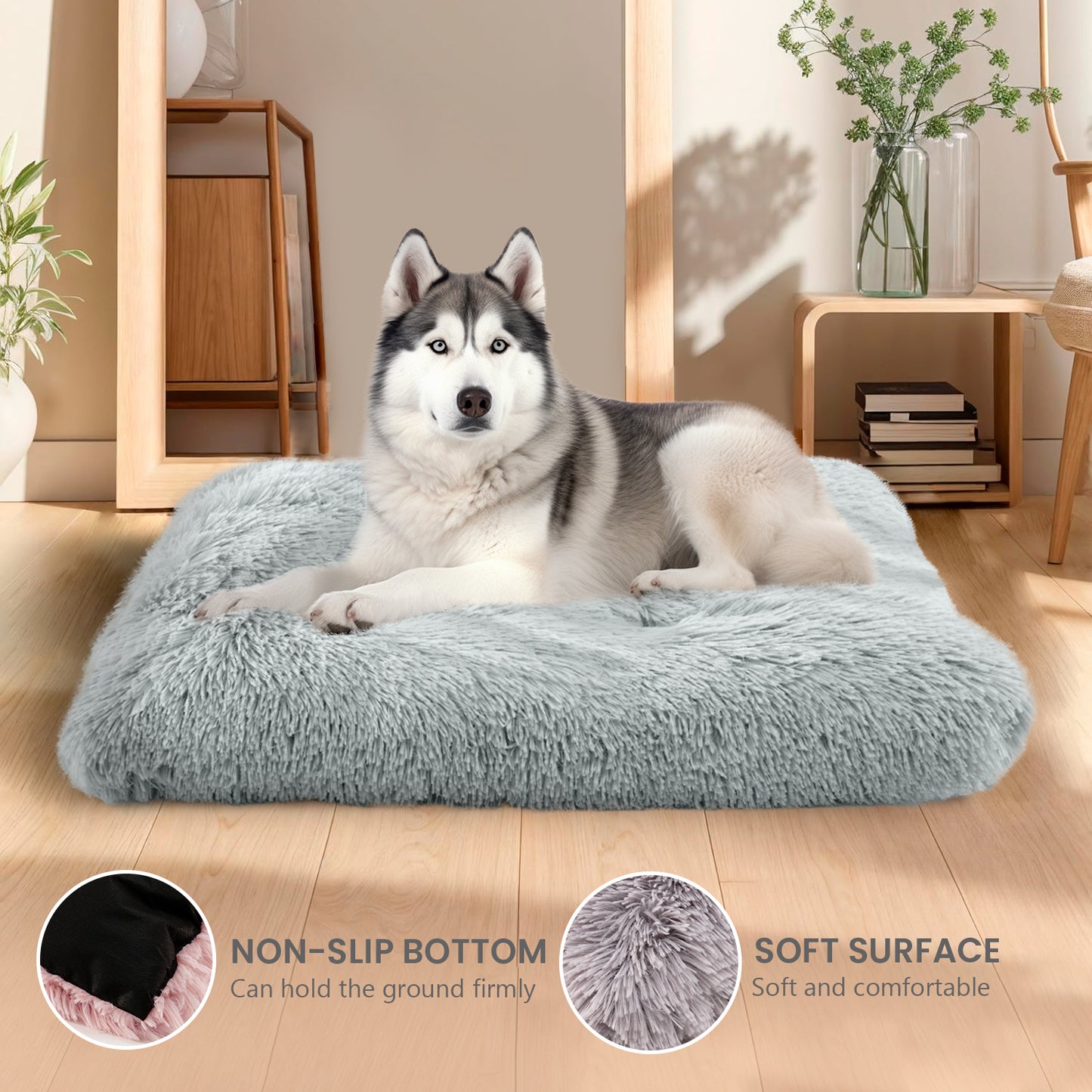 Details Pet Bed Mat, Tufted Plush Eyelash Faux Fur Calming Blanket Carpet Rug Mattress for Cats and Dogs