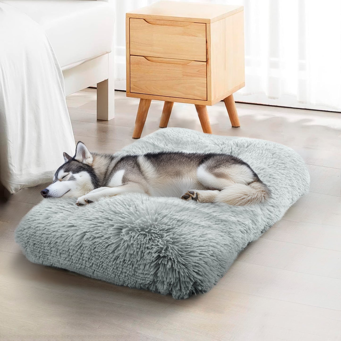 Details Pet Bed Mat, Tufted Plush Eyelash Faux Fur Calming Blanket Carpet Rug Mattress for Cats and Dogs