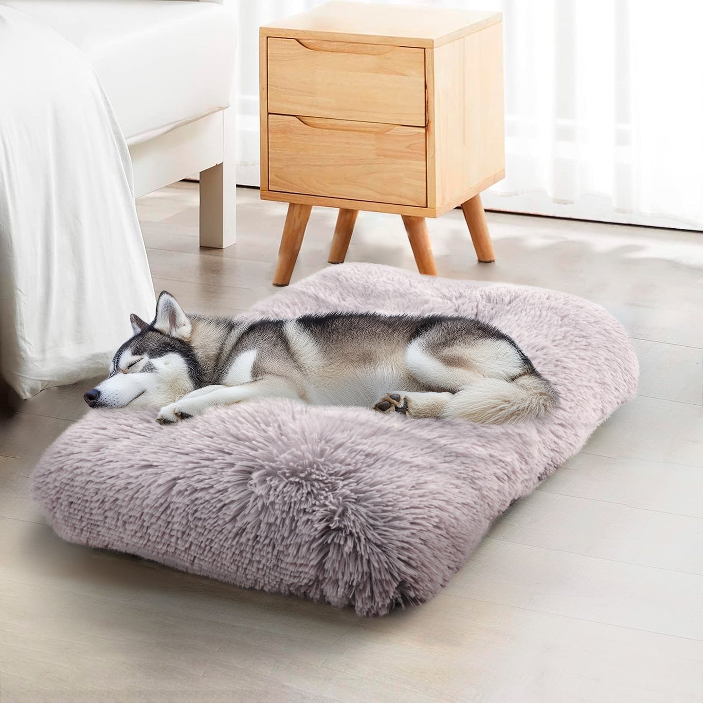 Details Pet Bed Mat, Tufted Plush Eyelash Faux Fur Calming Blanket Carpet Rug Mattress for Cats and Dogs