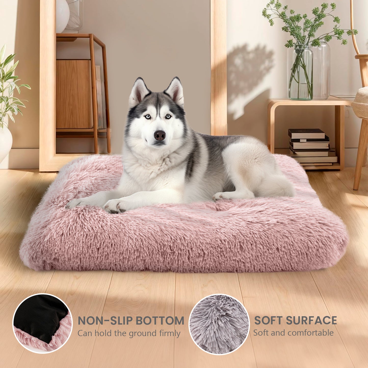 Details Pet Bed Mat, Tufted Plush Eyelash Faux Fur Calming Blanket Carpet Rug Mattress for Cats and Dogs