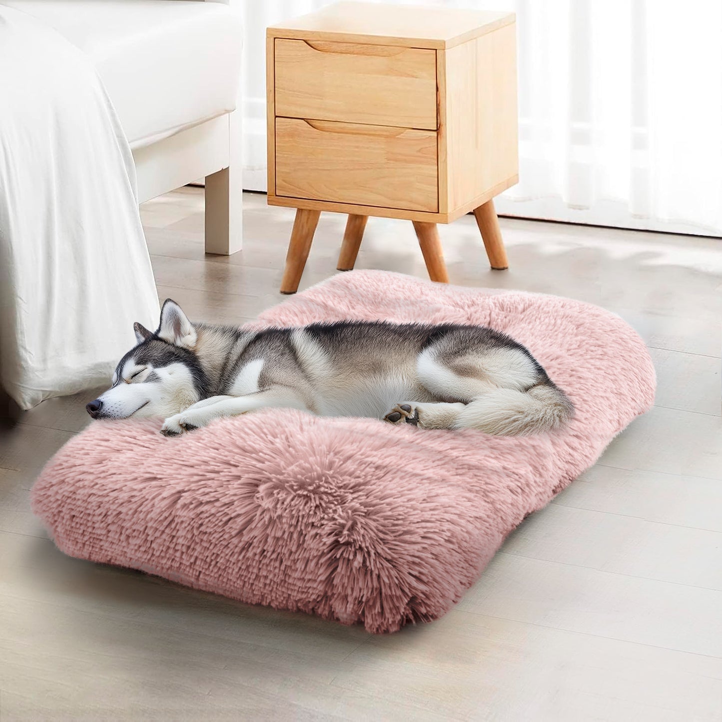 Details Pet Bed Mat, Tufted Plush Eyelash Faux Fur Calming Blanket Carpet Rug Mattress for Cats and Dogs