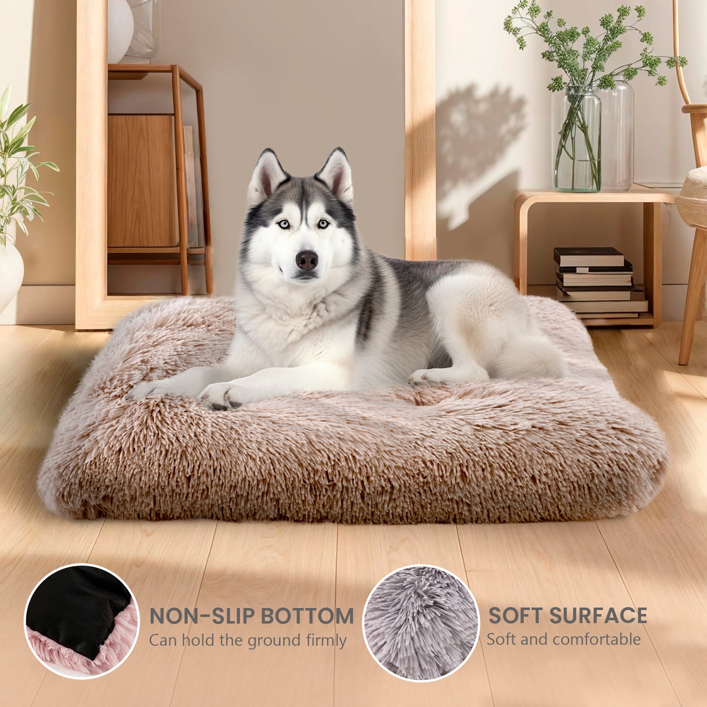 Details Pet Bed Mat, Tufted Plush Eyelash Faux Fur Calming Blanket Carpet Rug Mattress for Cats and Dogs