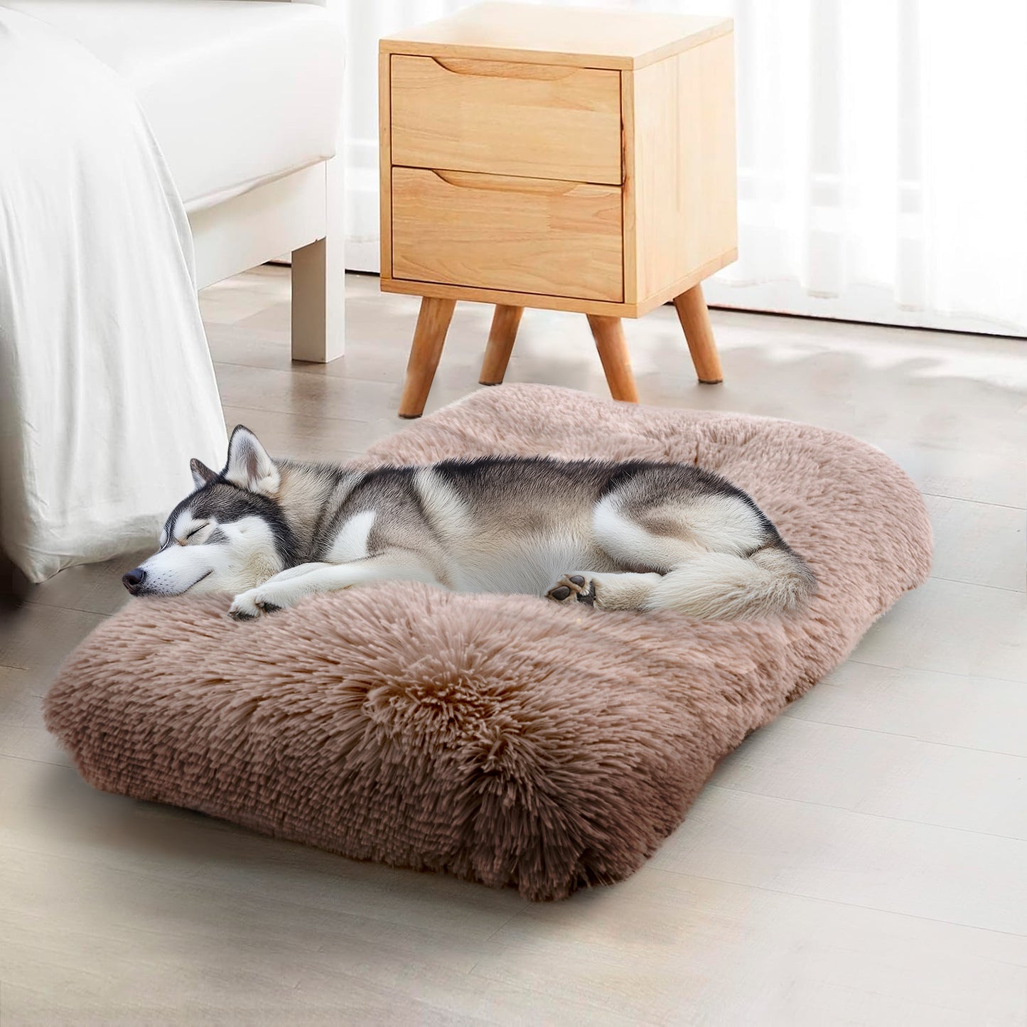 Details Pet Bed Mat, Tufted Plush Eyelash Faux Fur Calming Blanket Carpet Rug Mattress for Cats and Dogs