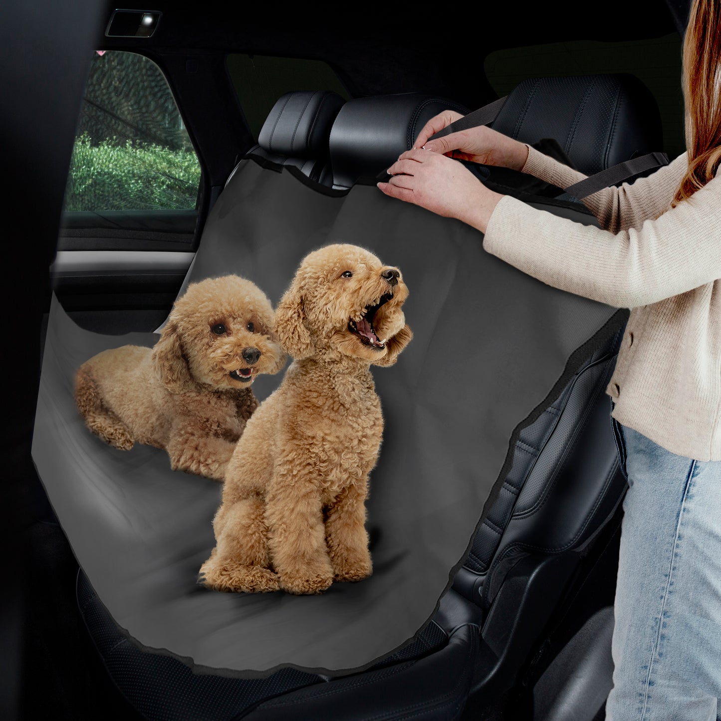 Co-Pilot Dog Car Seat Cover - Pet Hammock for Back Seat, 100% Waterproof, Durable
