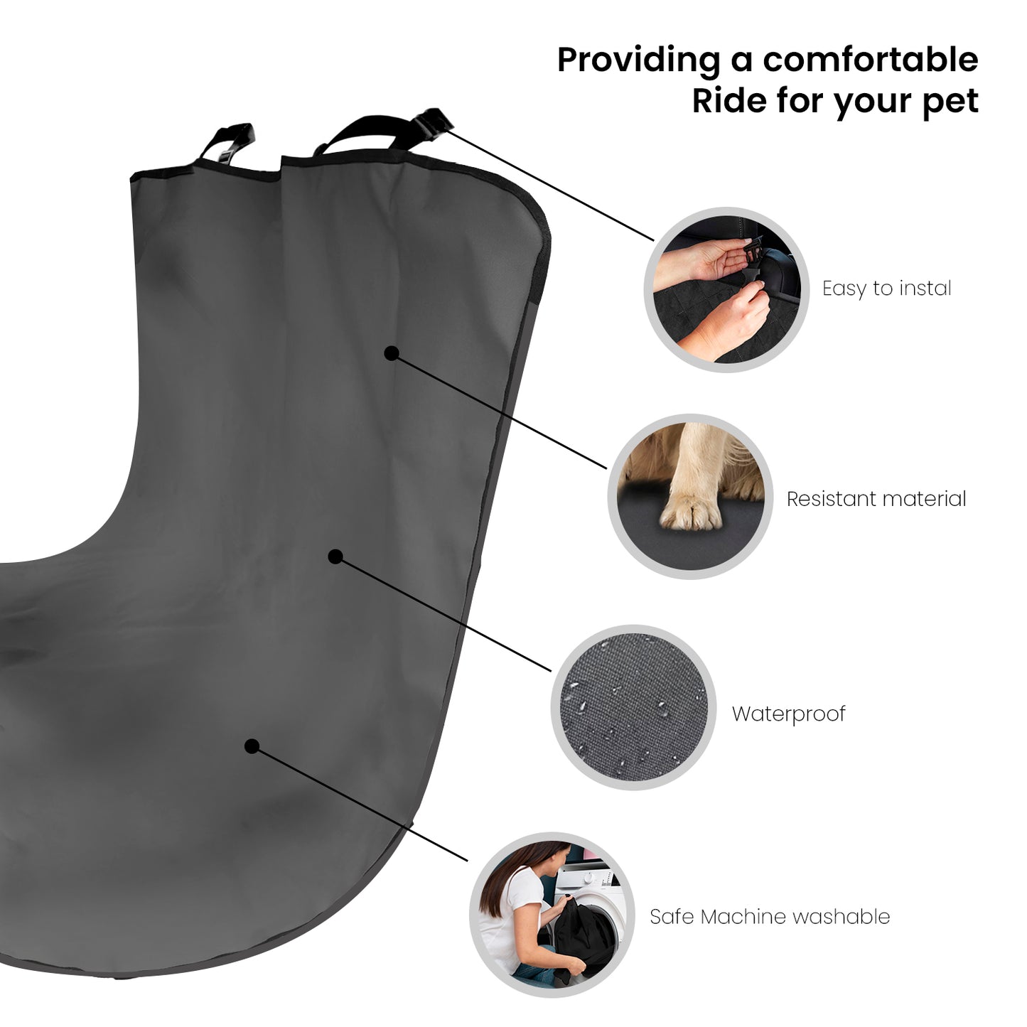 Co-Pilot Dog Car Seat Cover - Pet Hammock for Back Seat, 100% Waterproof, Durable