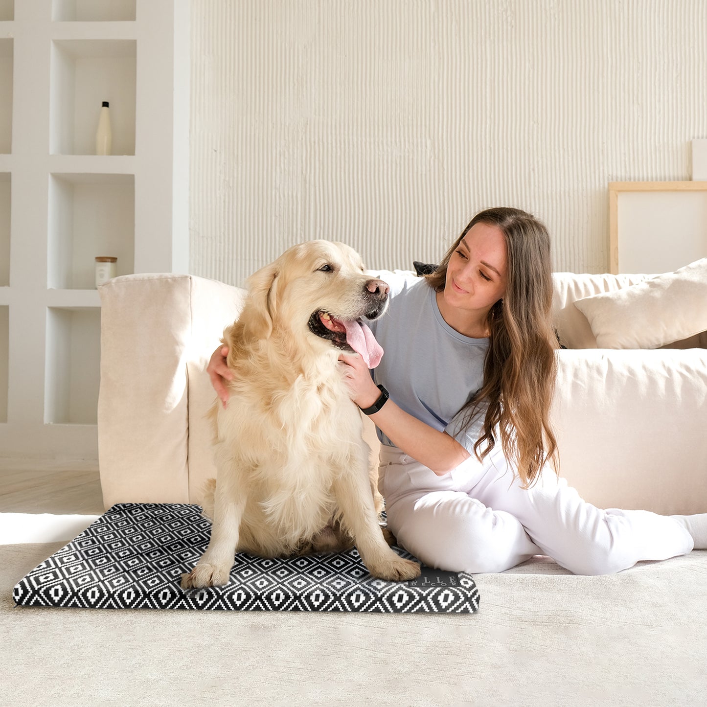 ELLE Décor Elegant Design Pet Crate Mat, Stylish, Comfortable, and Durable Bedding for Dogs and Cats