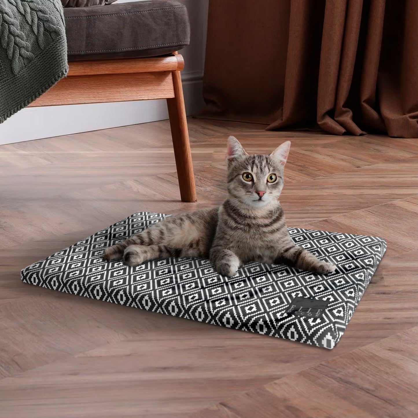 ELLE Décor Elegant Design Pet Crate Mat, Stylish, Comfortable, and Durable Bedding for Dogs and Cats