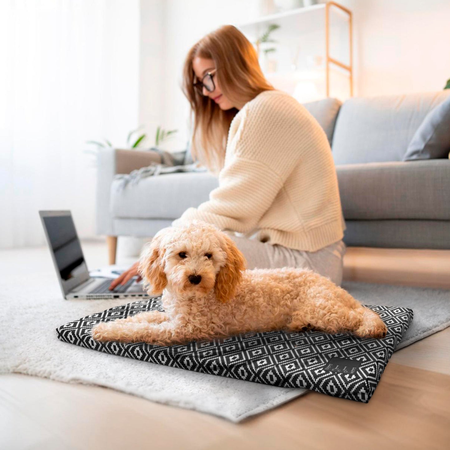 ELLE Décor Elegant Design Pet Crate Mat, Stylish, Comfortable, and Durable Bedding for Dogs and Cats