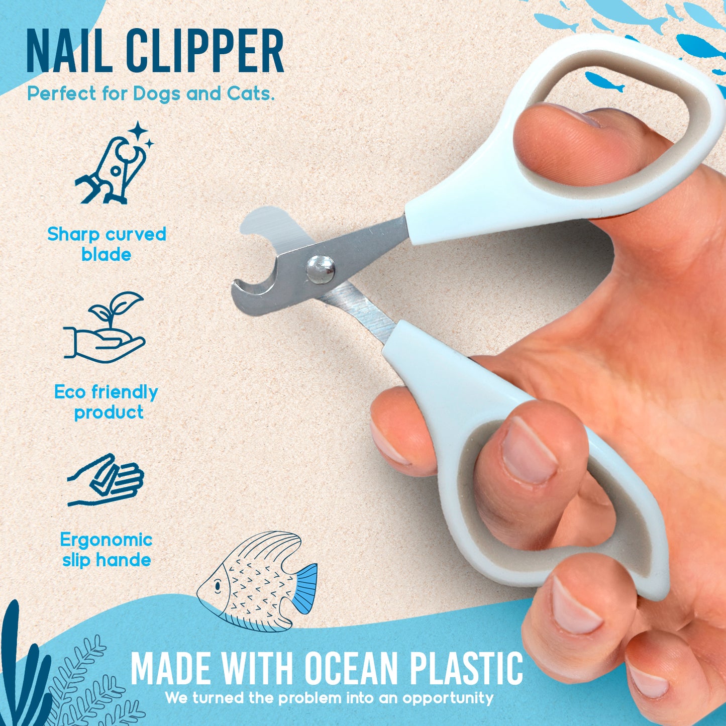 Ocean Plastic by PT Pet Nail Clipper, Eco-Friendly Grooming Tool for Dogs and Cats