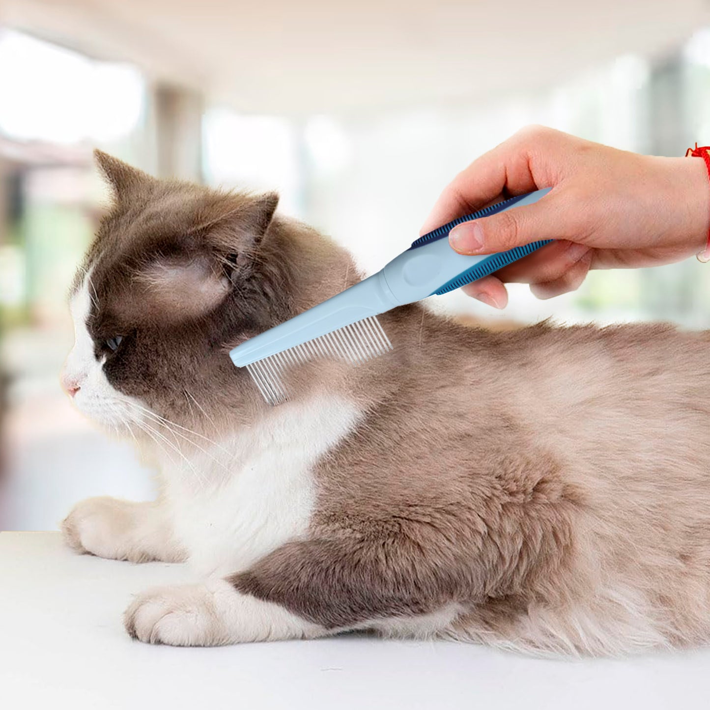 Ocean Plastic by PT Single-Sided Pin Comb Brush for Pets, Eco-Friendly Grooming Tool for Dogs and Cats