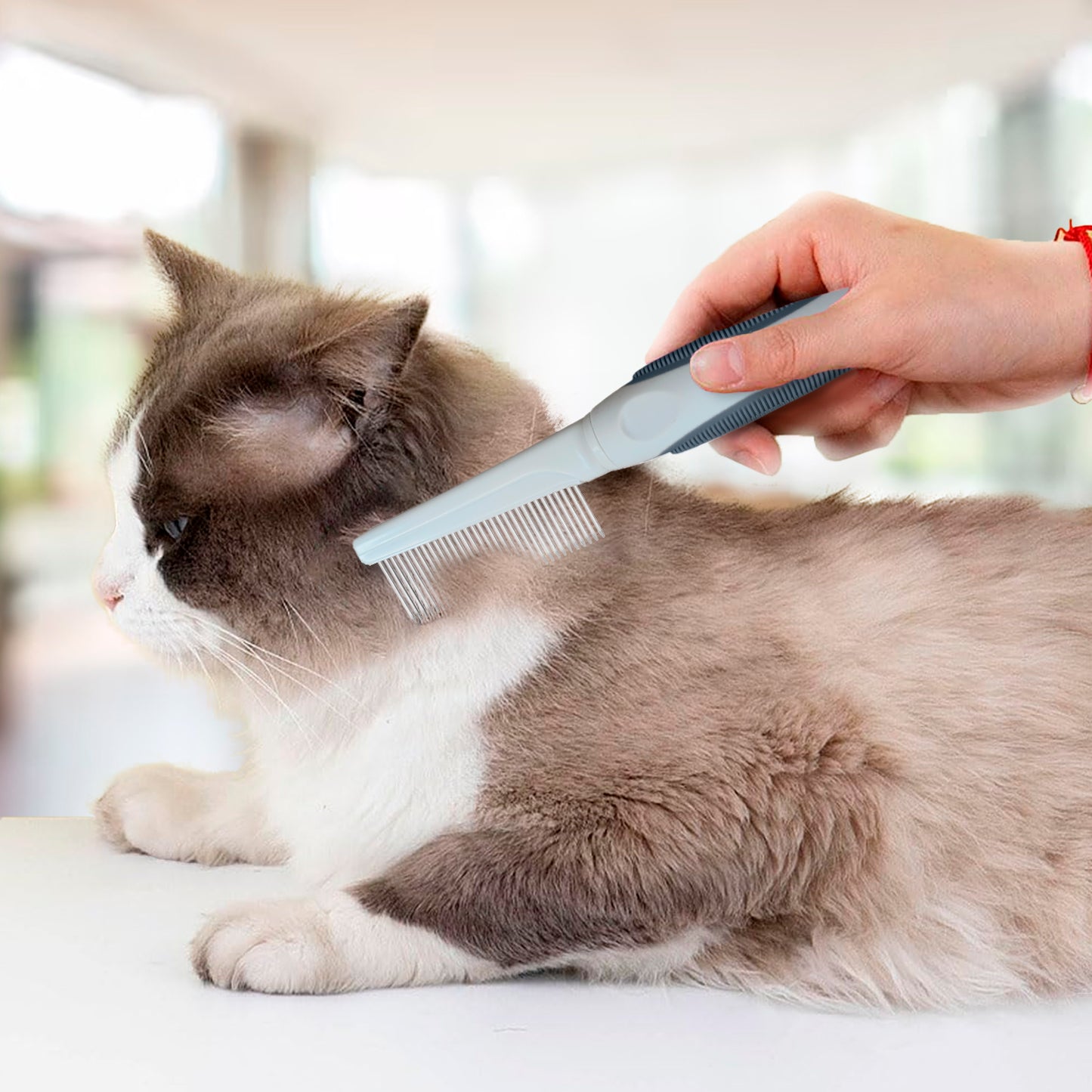 Ocean Plastic by PT Single-Sided Pin Comb Brush for Pets, Eco-Friendly Grooming Tool for Dogs and Cats