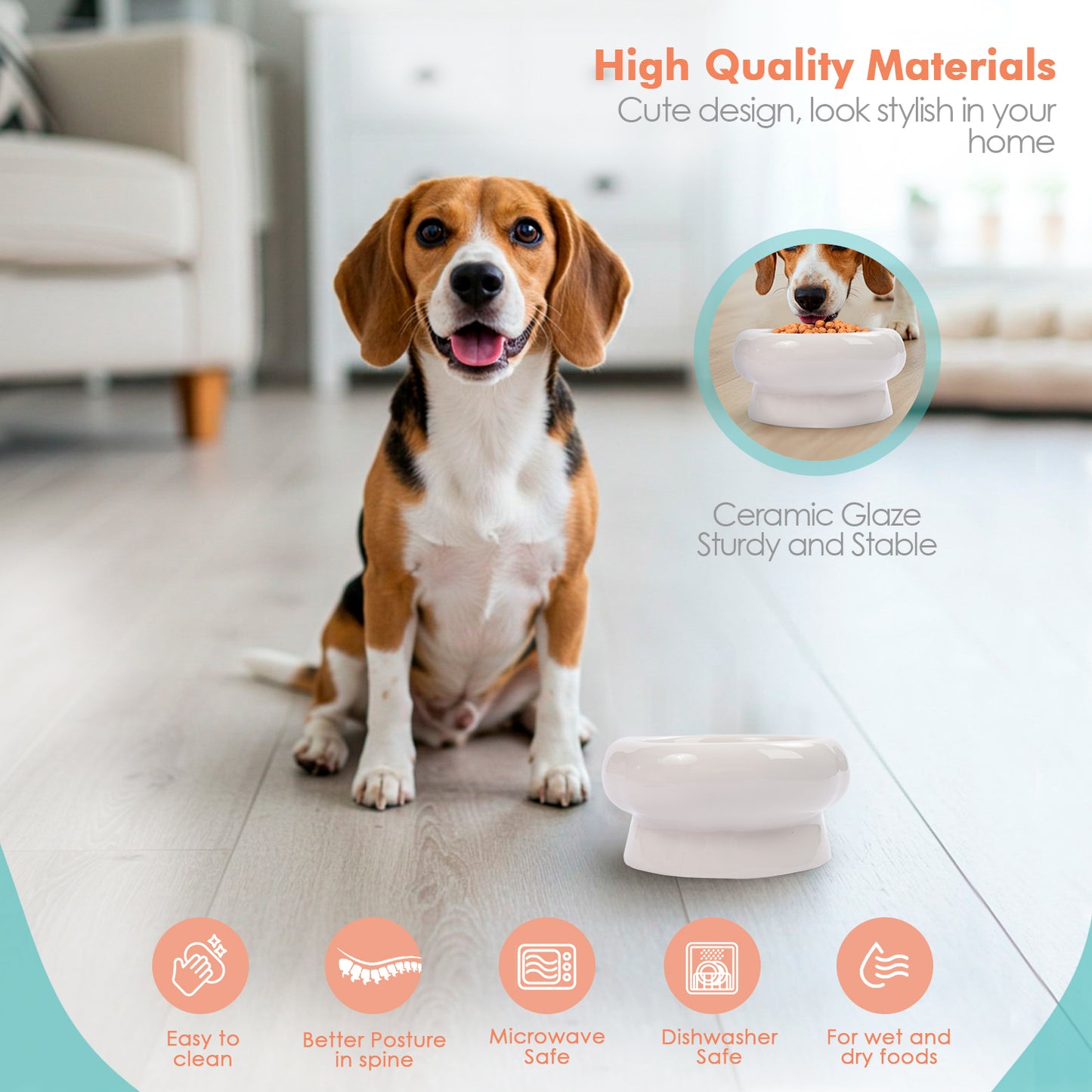 P.T. Supply Co. Abstract Bubble Shaped Stoneware Elevated Pet Bowl, Raised Ceramic Food & Water Dish for Dogs and Cats