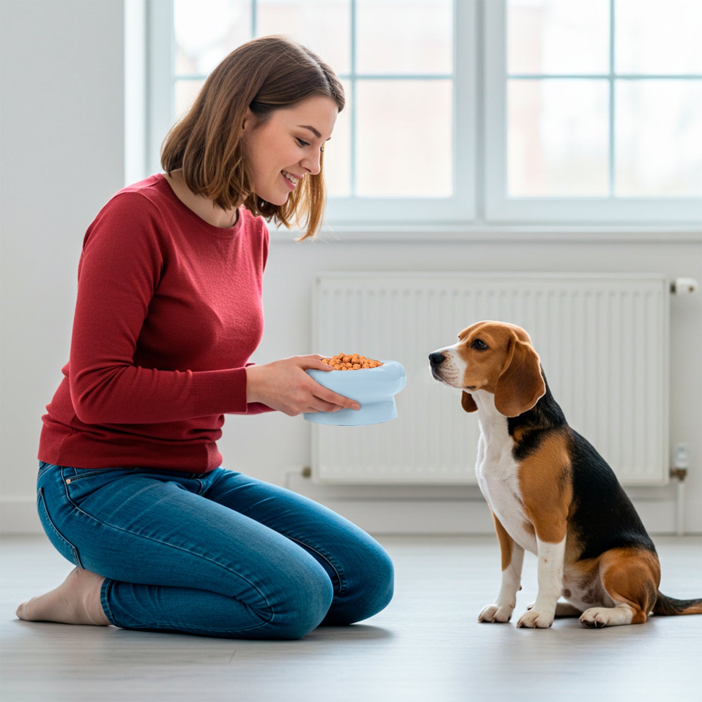 P.T. Supply Co. Abstract Bubble Shaped Stoneware Elevated Pet Bowl, Raised Ceramic Food & Water Dish for Dogs and Cats