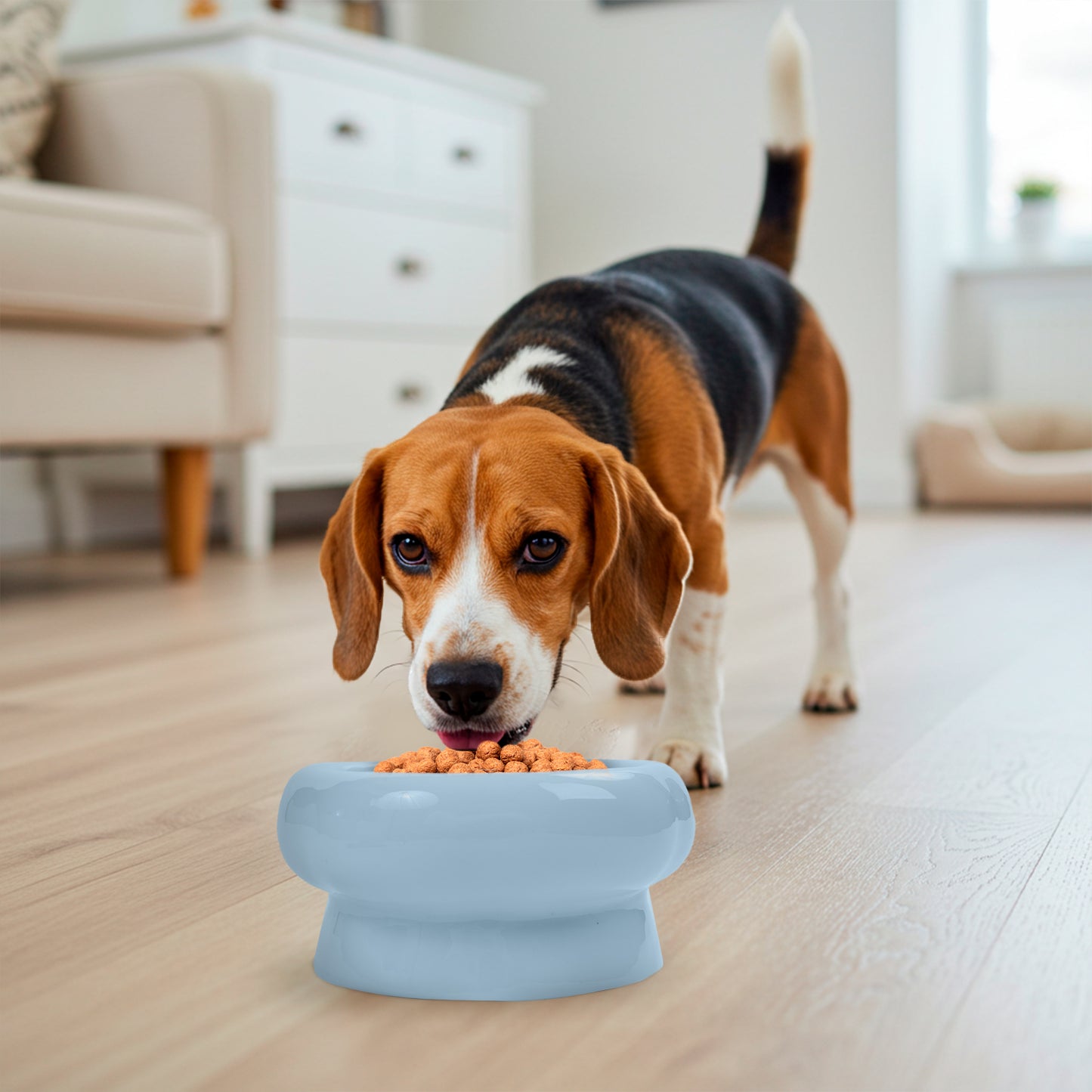 P.T. Supply Co. Abstract Bubble Shaped Stoneware Elevated Pet Bowl, Raised Ceramic Food & Water Dish for Dogs and Cats