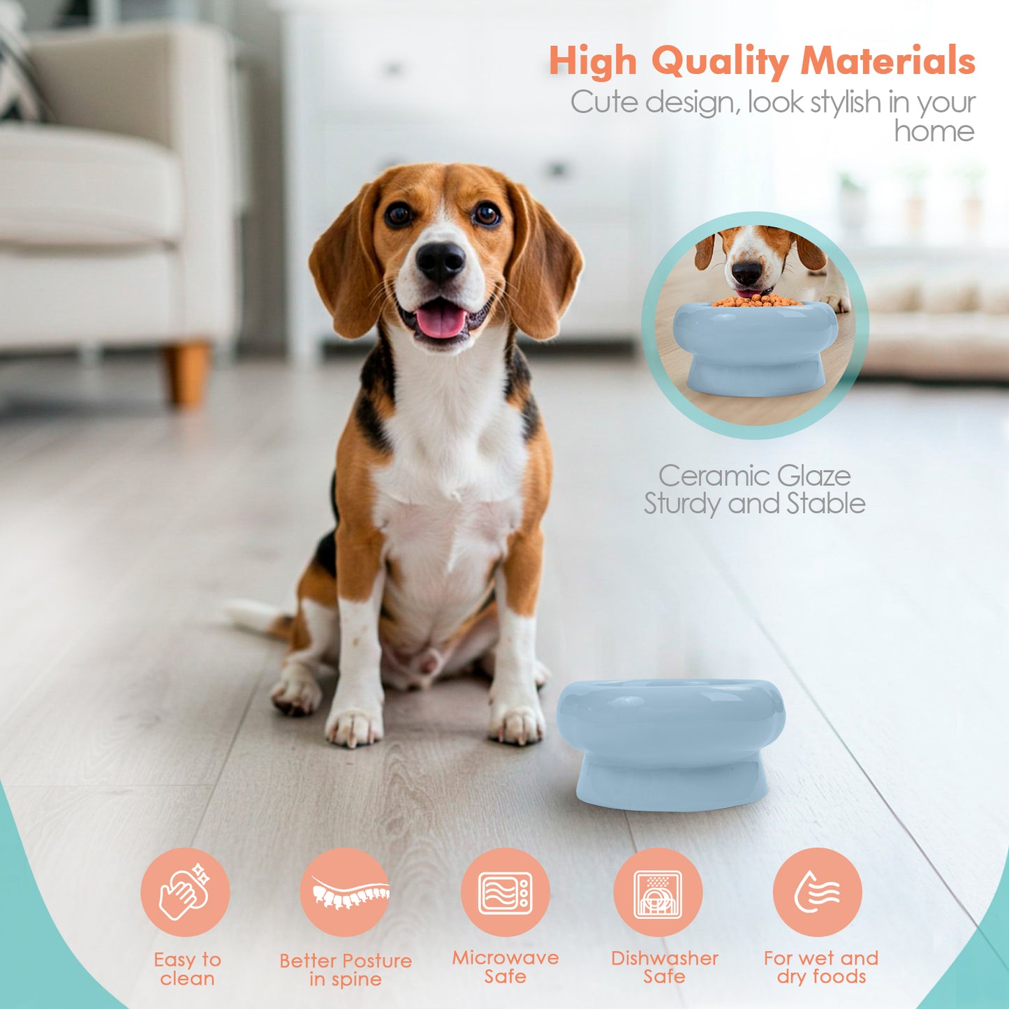 P.T. Supply Co. Abstract Bubble Shaped Stoneware Elevated Pet Bowl, Raised Ceramic Food & Water Dish for Dogs and Cats