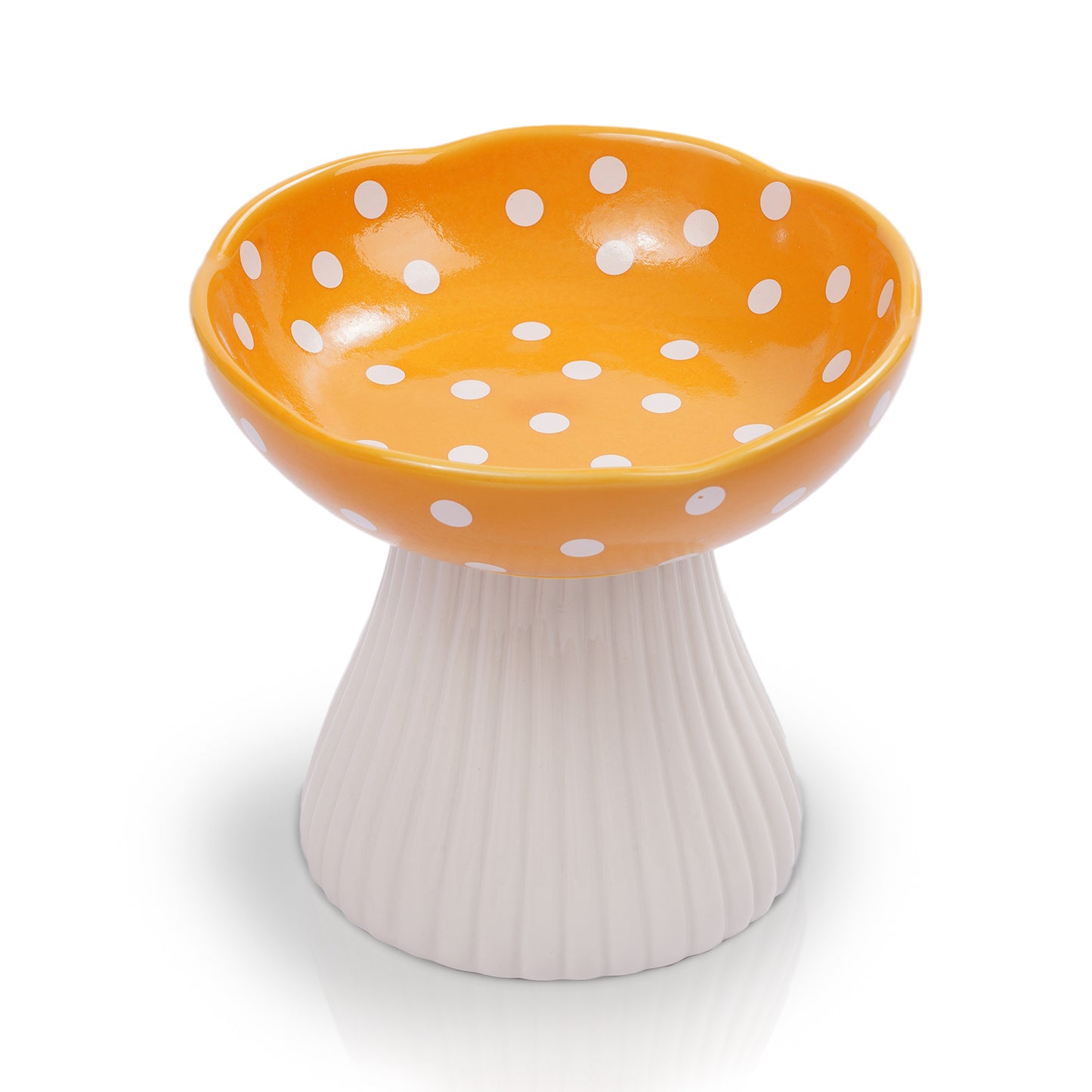 P.T. Supply Co. Mushroom Shaped Stoneware Elevated Pet Bowl, Raised Ceramic Food & Water Dish for Dogs and Cats